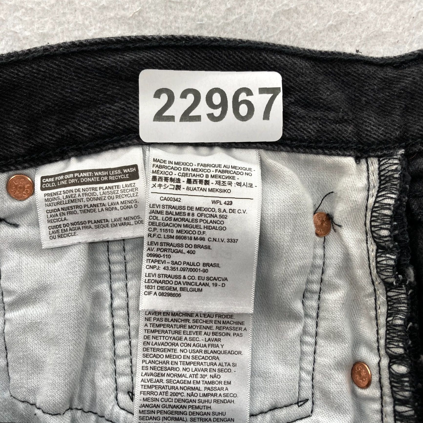 Levi's Levi's 501 XX Jeans Mens 42x30 Straight Black Denim Button Fly Mid Rise Grunge Size US 42 / EU 58 - 6 Thumbnail