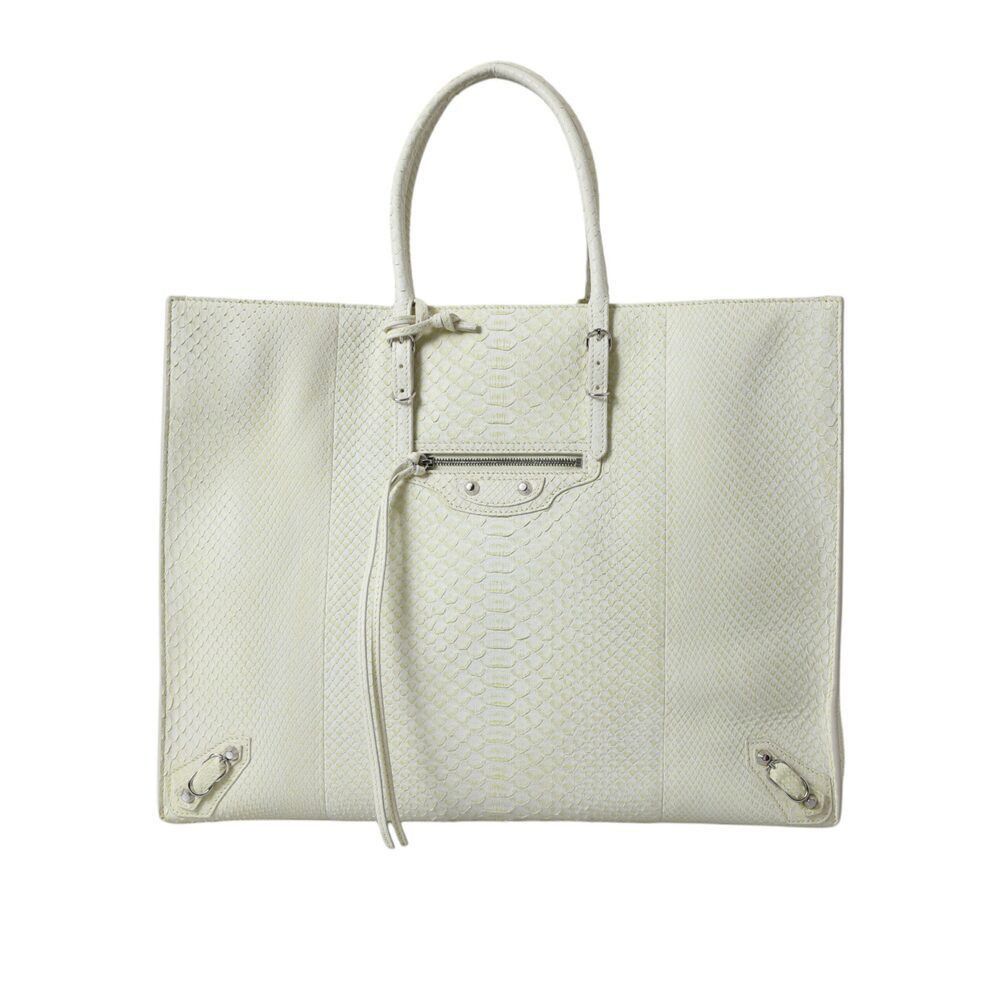 Balenciaga Balenciaga Chic Python Leather Tote in White & Yellow Size ONE SIZE - 1 Thumbnail