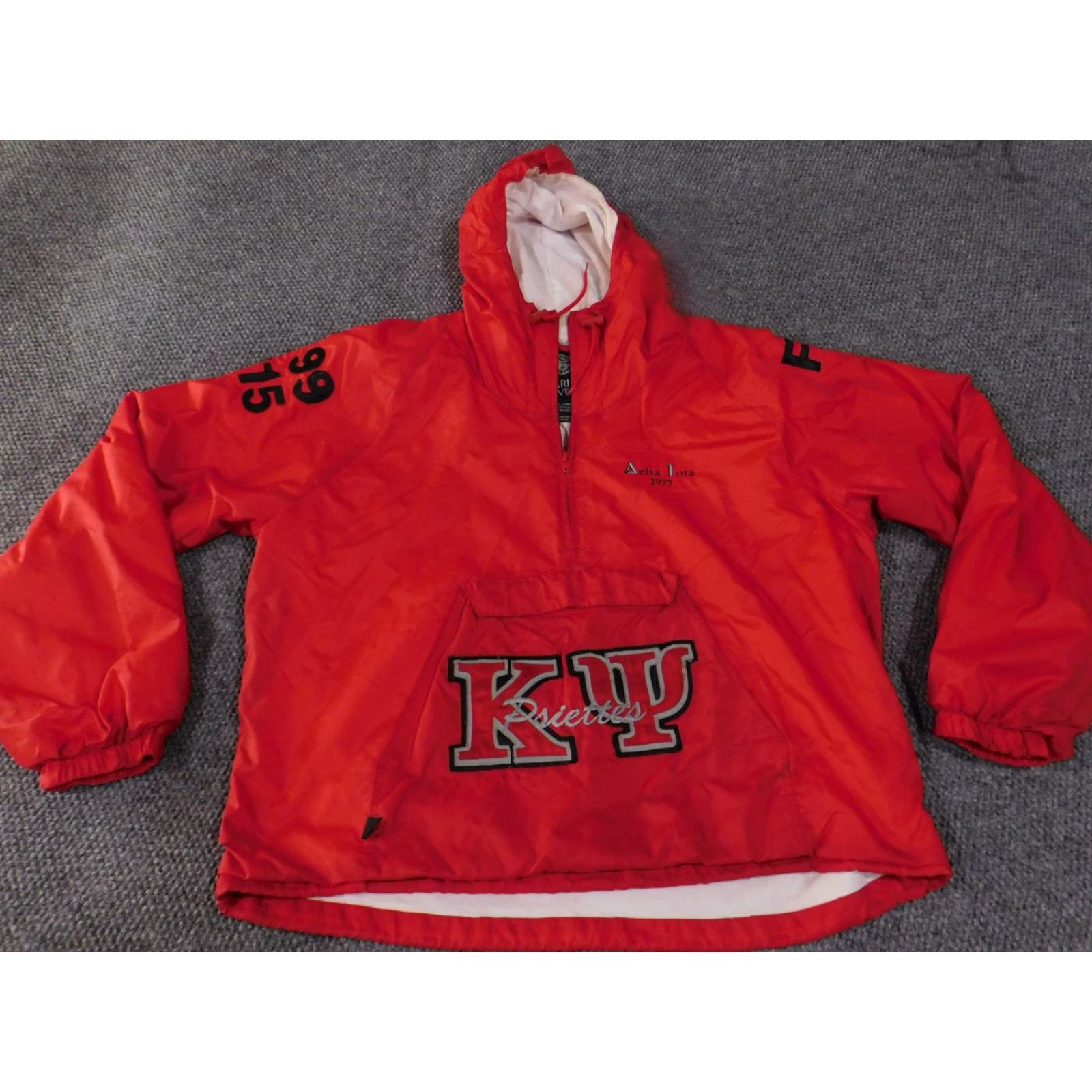 Delta VINTAGE Charles River Jacket Mens 2XL Red Delta Iota Kappa Psi FAMU Pullover 90s Size US XXL / EU 58 / 5 - 2 Thumbnail