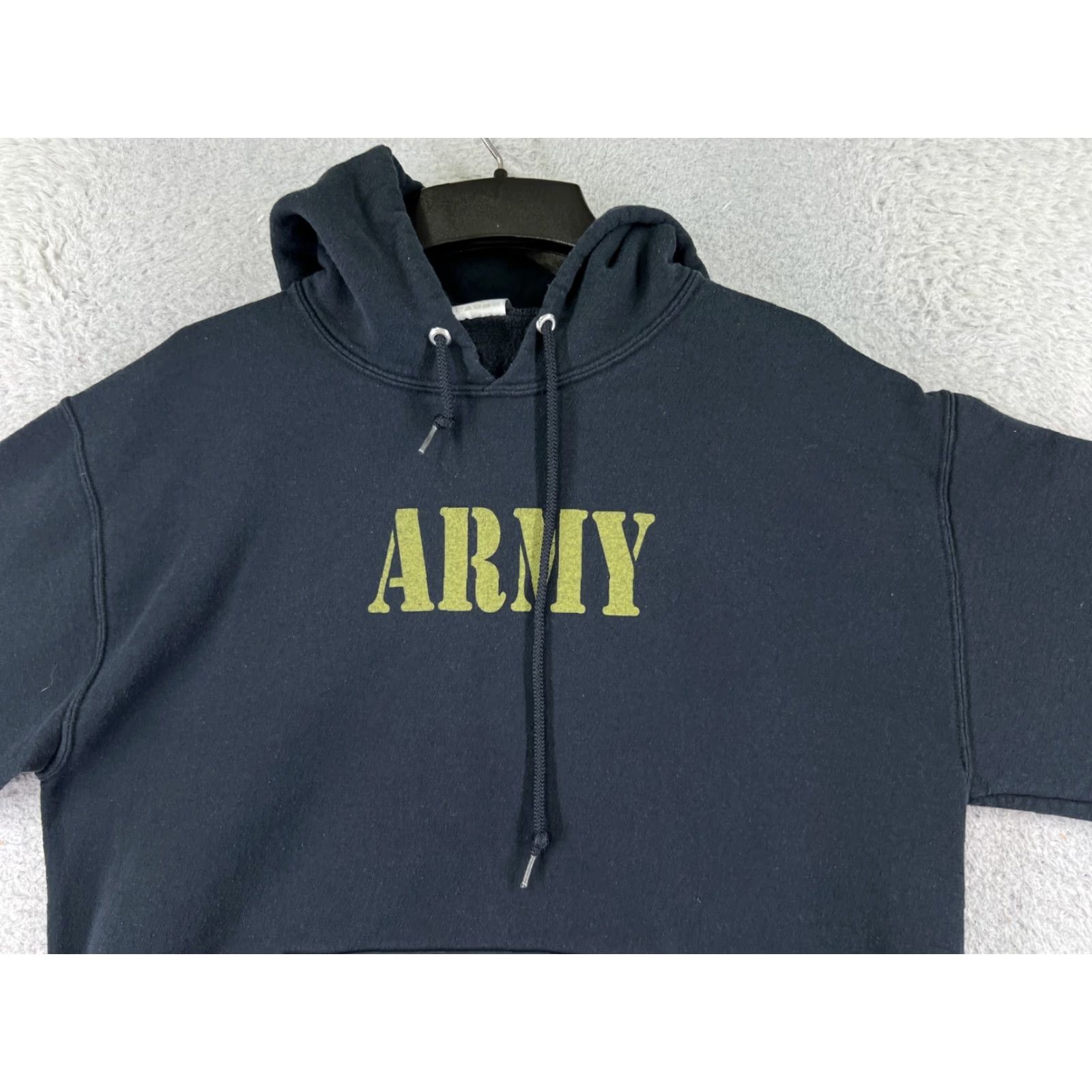 Jerzees US Army Hoodie Mens Regular M Black Cotton Blend Jersey Pocket Logo Crew Neck Pullover Size US M / EU 48-50 / 2 - 4 Thumbnail