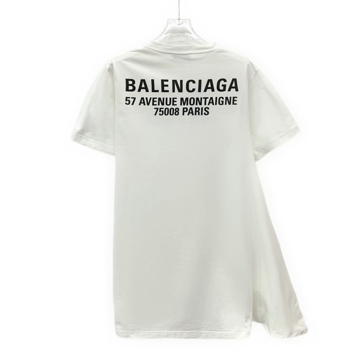 Balenciaga Balenciaga White Logo Print Irregular Cotton T-shirt K26WX Size M / US 6-8 / IT 42-44 - 2 Thumbnail