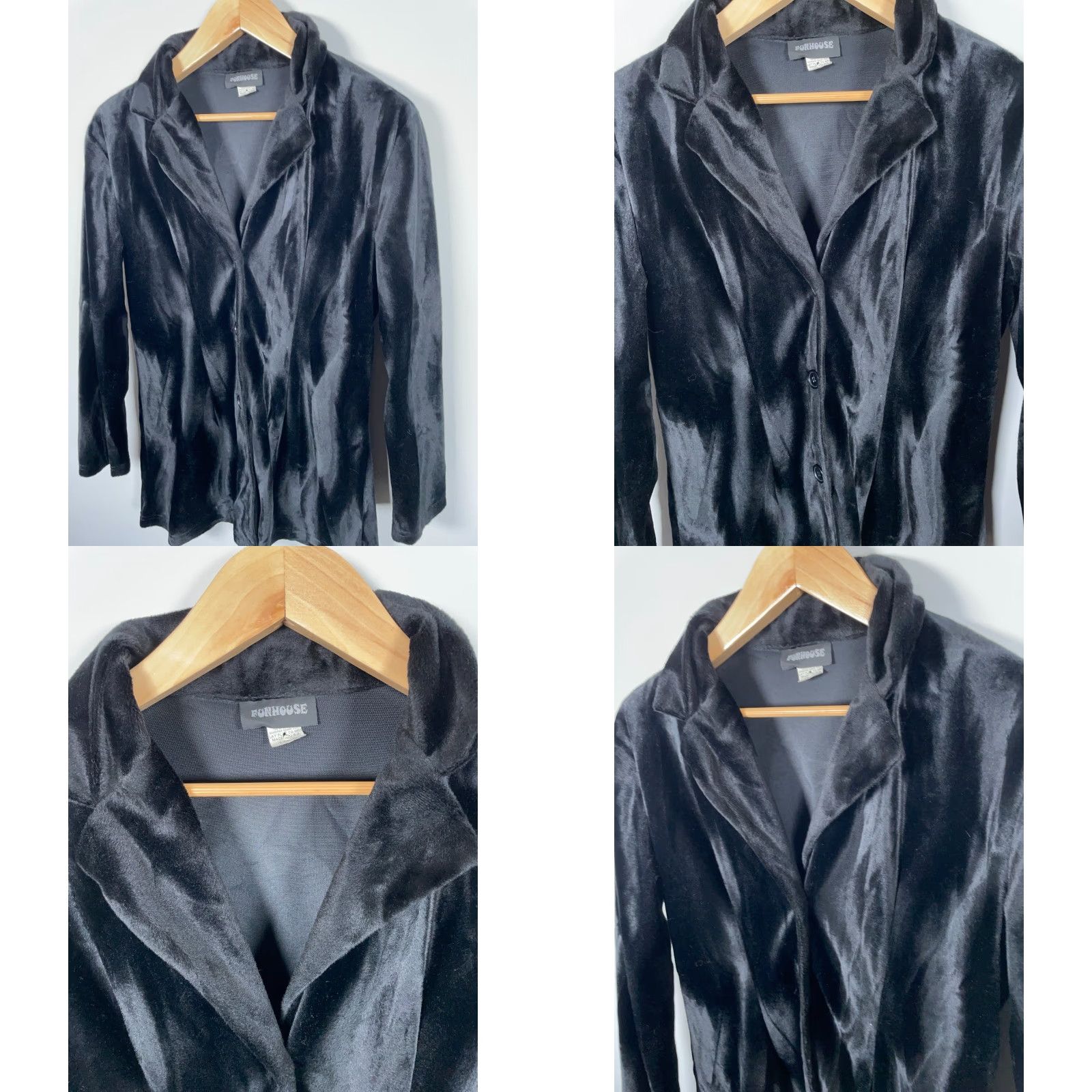 Velour VINTAGE Funhouse 90s Velour Long Shirt Shacket Women Large Black Gothic Steampunk Cosplay Grunge Shirt Womens Large Velour Shacket Size L / US 10 / IT 46 - 9 Thumbnail