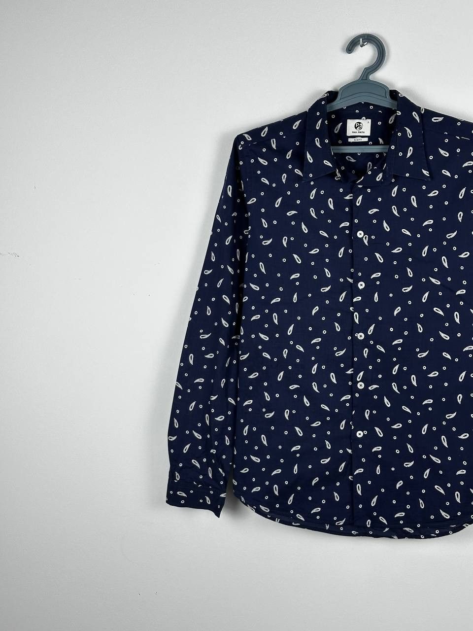 Designer × Paul Smith Paul Smith Navy Paisley Printed Luxury Shirt Size US L / EU 52-54 / 3 - 2 Thumbnail