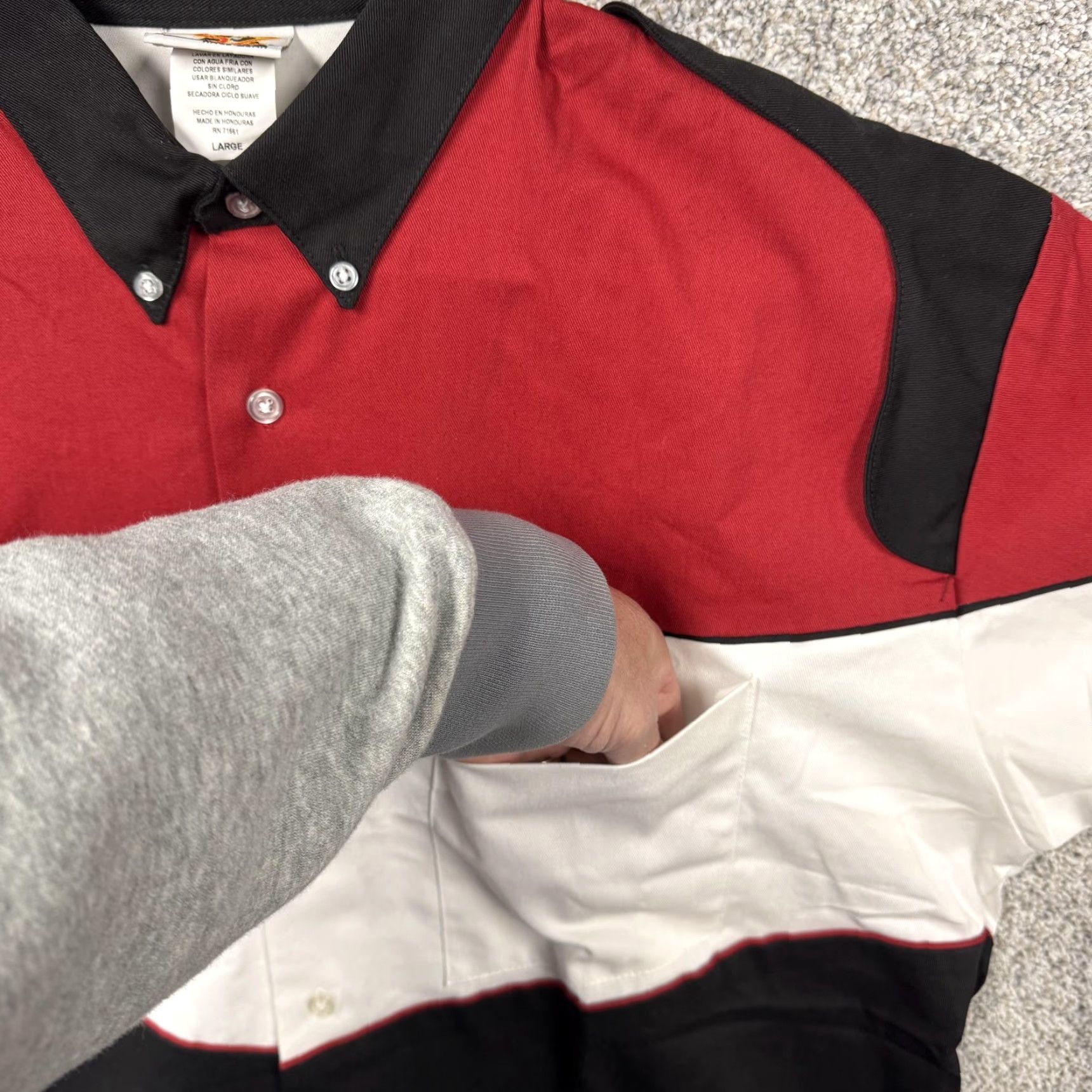 Speedo Speed Zone Race Gear Shirt Mens Large Black Red White Colorblock Racing Pit Crew Size US L / EU 52-54 / 3 - 5 Thumbnail