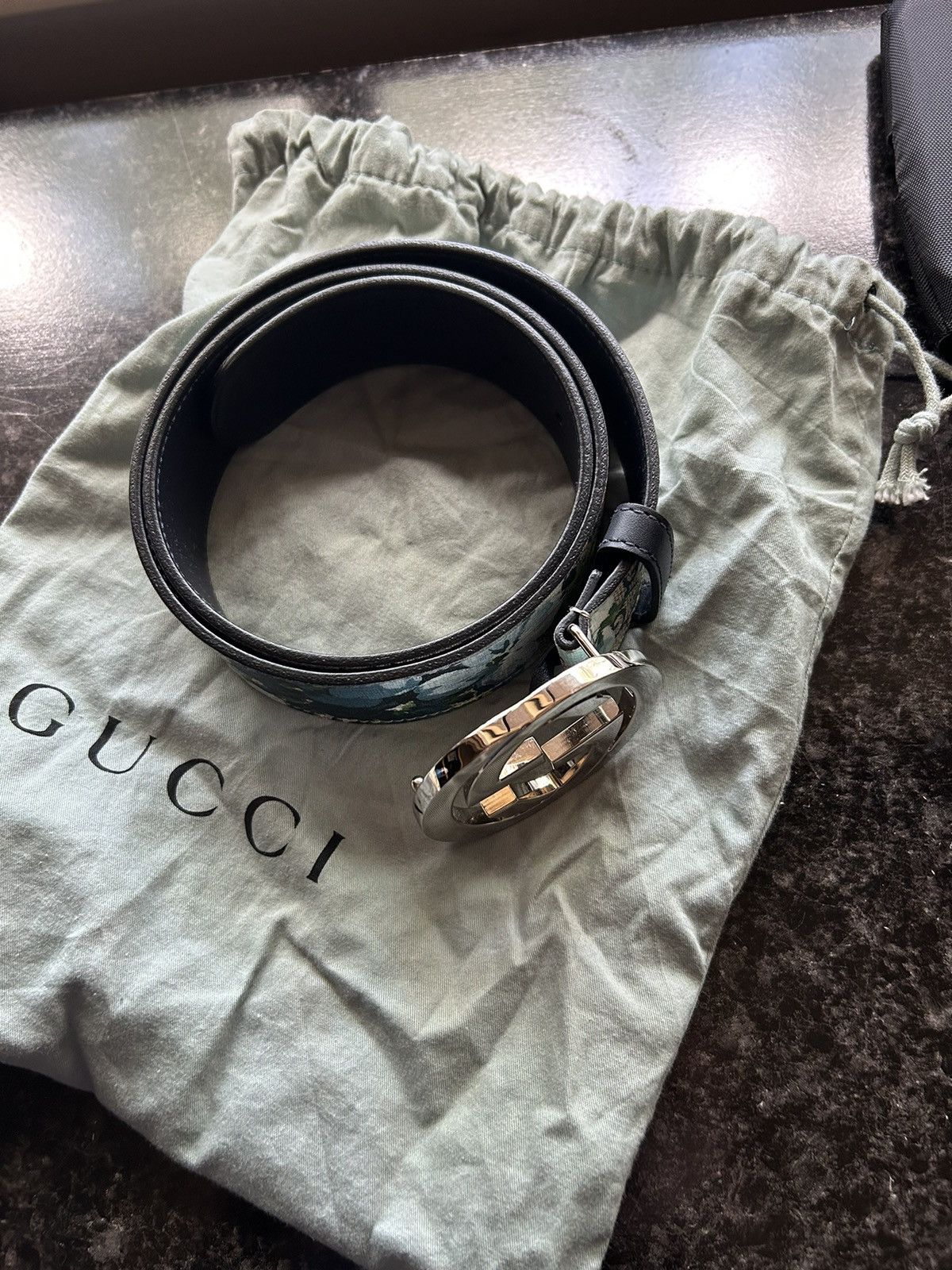 Gucci Floral Blue Gucci Monogram Belt Size 32 - 5 Thumbnail