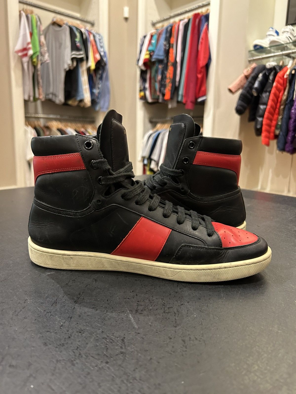 Yves Saint Laurent YSL SL-10H High Top Sneakers - Red Size US 8.5 / EU 41-42 - 4 Thumbnail