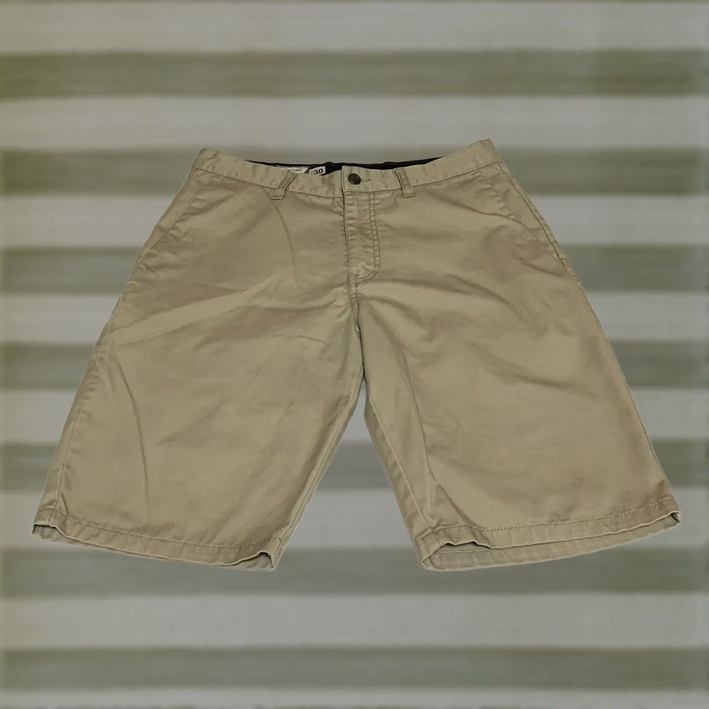 Volcom Volcom Frickin' Modern Chino Shorts Mens 30 Inseam 10 Inches Khaki Beige Flat Front Pockets Casual Cotton Blend Zip Regular 30 Size US 30 / EU 46 - 1 Thumbnail