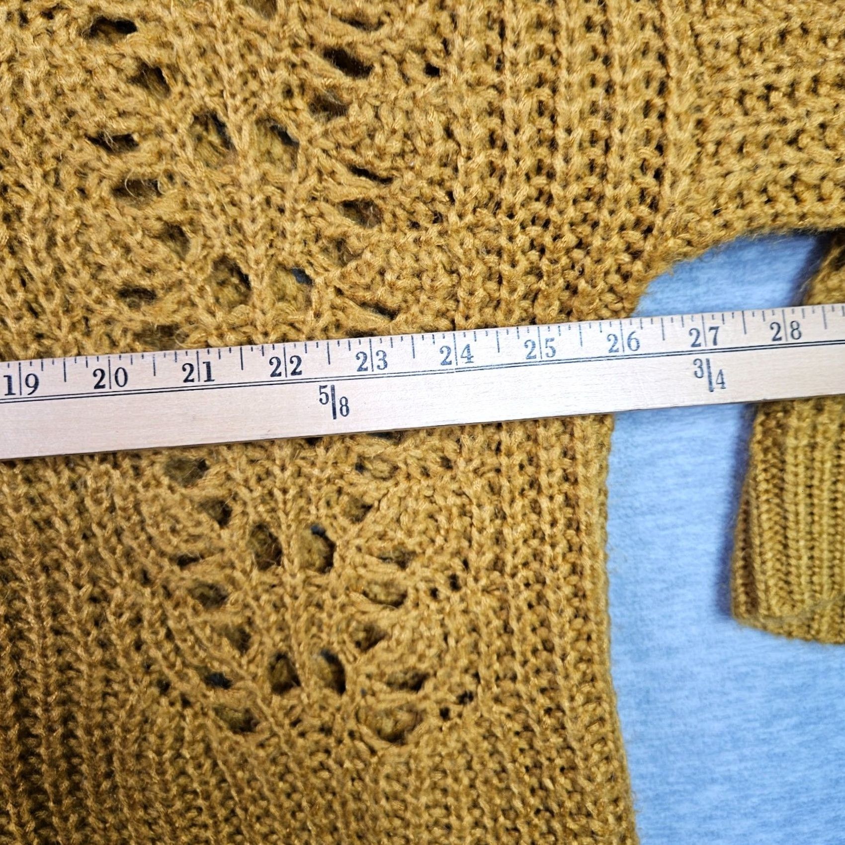 Vintage Pilcro By Anthropologie Women's Devenne Pointelle Chunky Knit Sweater XL Cardigan Knit Yellow Regular Long Sleeve Size XL / US 12-14 / IT 48-50 - 4 Thumbnail