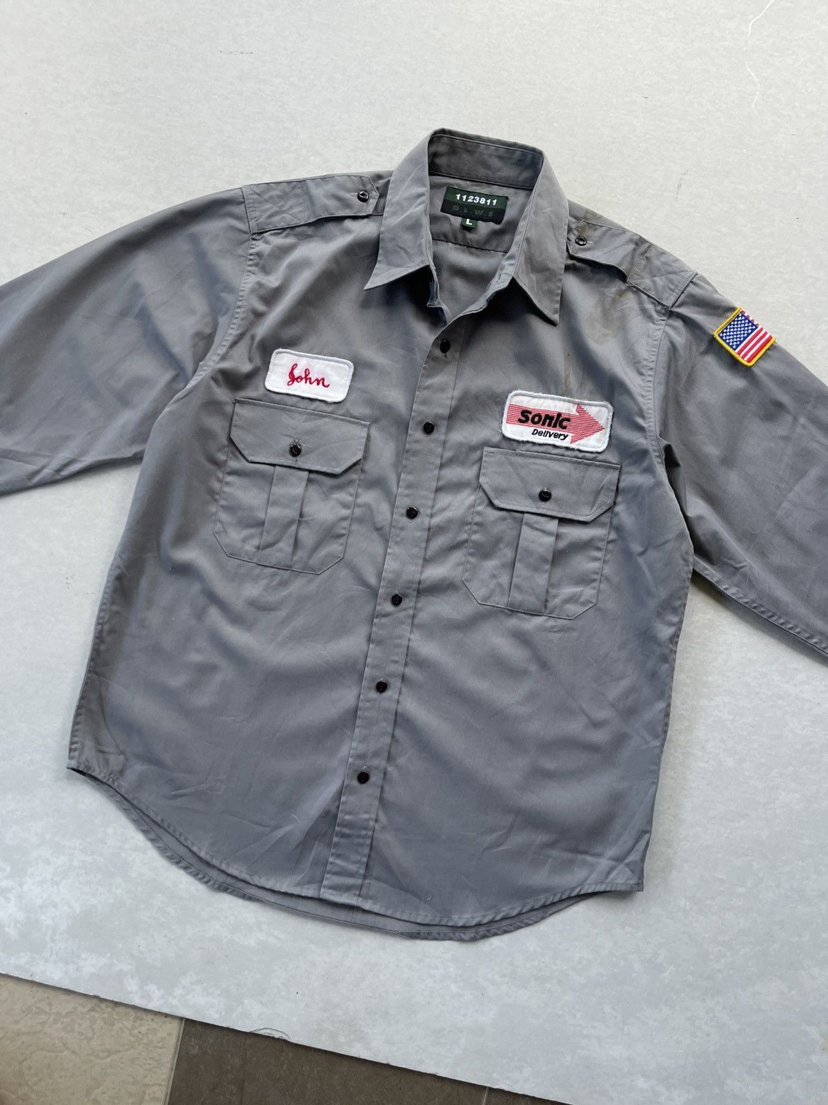 Japanese Brand 🔥Vintage 1123811 D.L.W.E Men's Usa Patches Workshirt Size US L / EU 52-54 / 3 - 4 Thumbnail