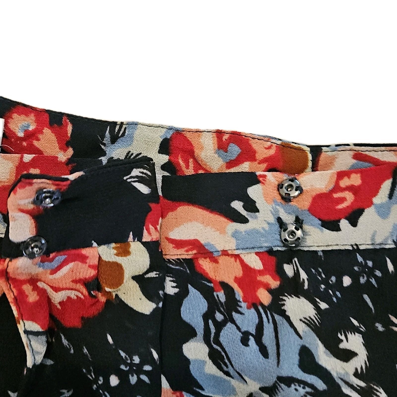 Zara Zara Black Blue Pink Floral Wrap Midi Skirt Womens Medium Size 29" - 4 Thumbnail