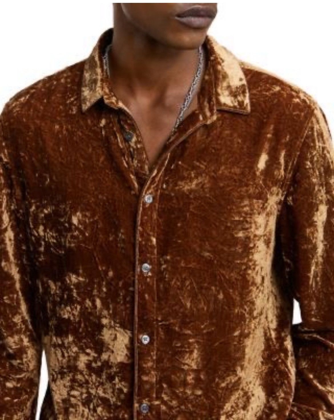 John Varvatos Crinkled Velvet Slim Shirt. Size Large Size US L / EU 52-54 / 3 - 7 Thumbnail