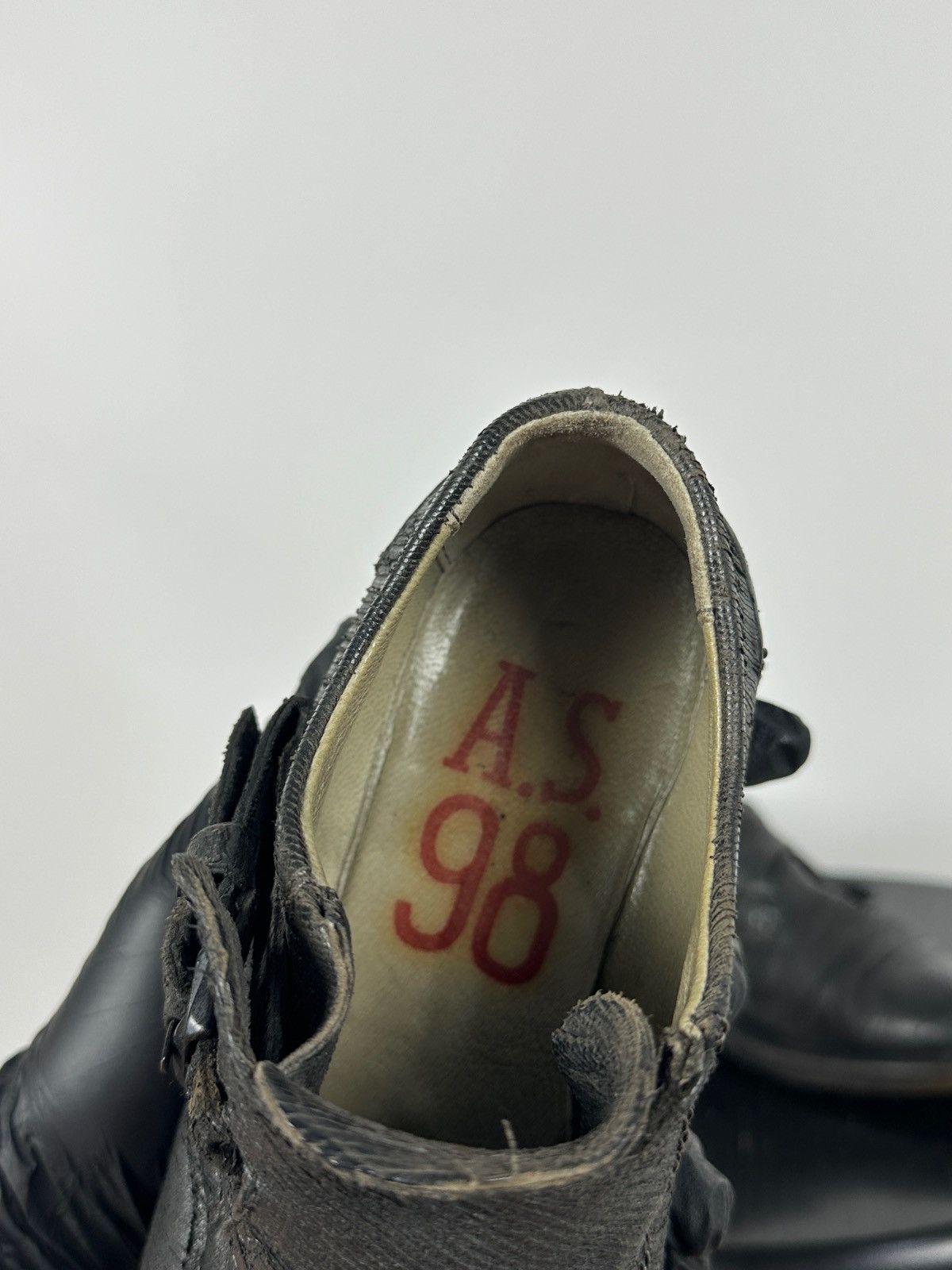 A.S.98 A.S.98 Black Distressed Leather Monk Strap Shoes Size US 6 / IT 36 - 21 Thumbnail