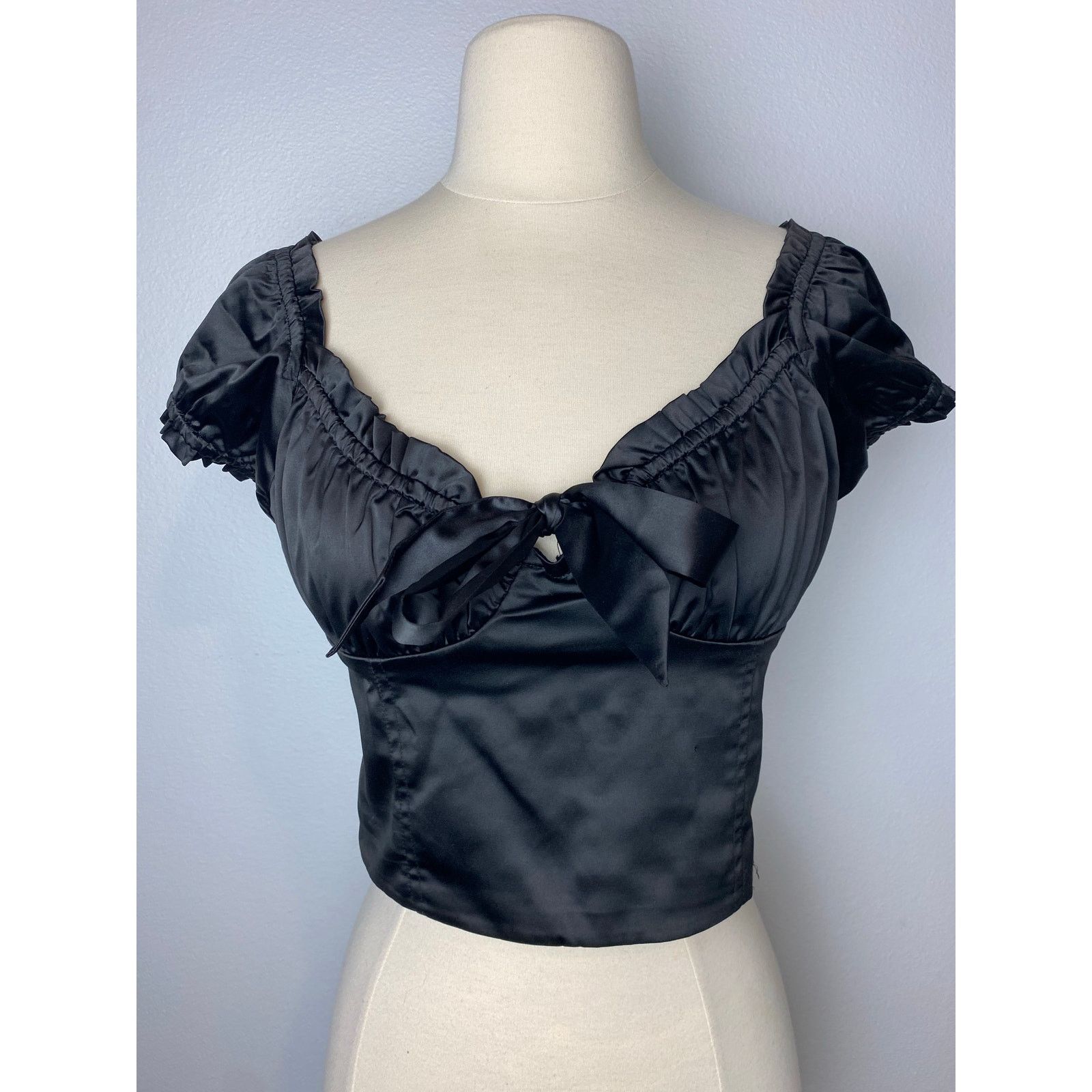 Pacsun LA Hearts Romantic Black Satin Sweetheart Top, Sz Small Size S / US 4 / IT 40 - 1 Thumbnail
