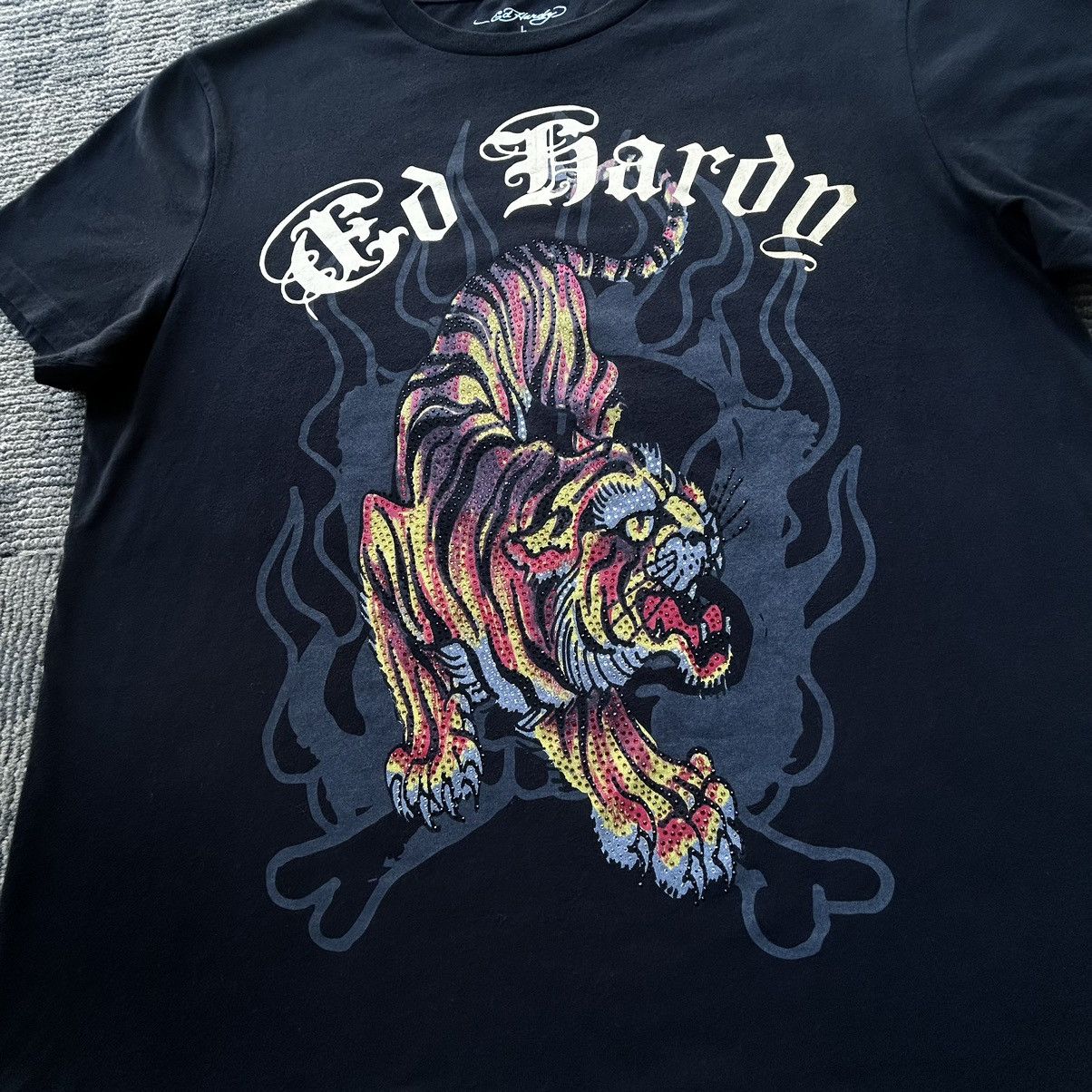 Ed Hardy Ed Hardy Tiger Flame Rhinestone Black Graphic T-shirt Size US L / EU 52-54 / 3 - 2 Thumbnail