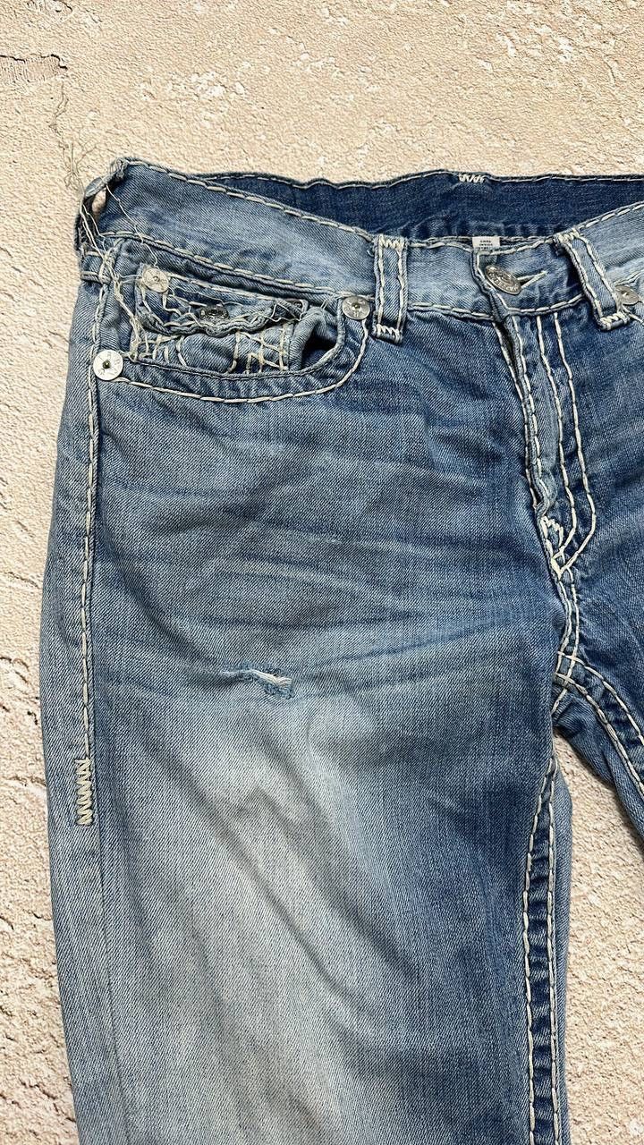 Japanese Brand True Religion pants Faded Crash denim thrashed distressed Size US 34 / EU 50 - 3 Thumbnail