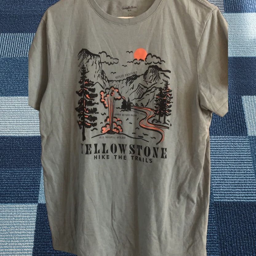 Vintage Goodfellow YELLOWSTONE T-Shirt Mens M Outdoor All Seasons Logo Crew Neck Short Sleeve Blue Size US M / EU 48-50 / 2 - 1 Thumbnail