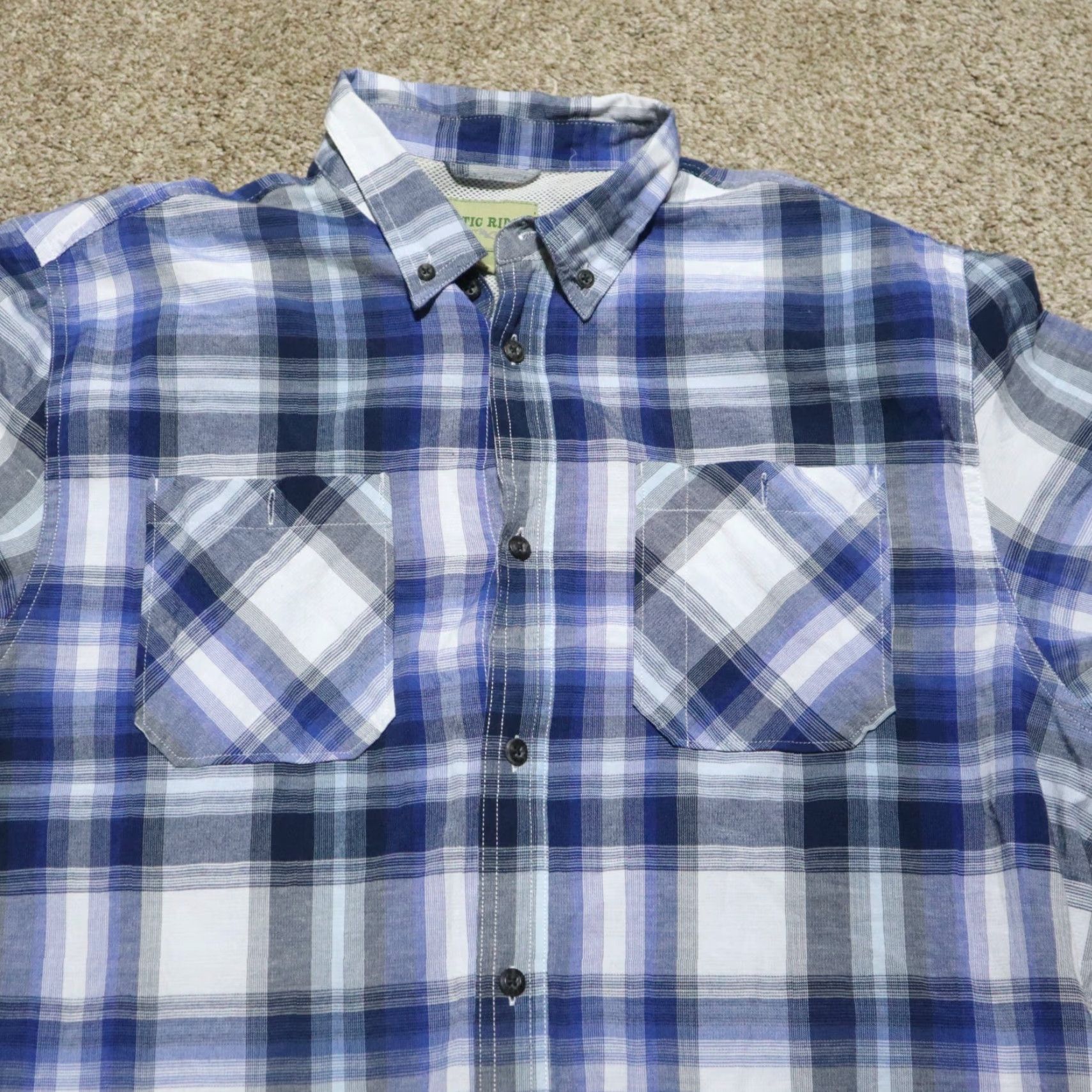 Vintage Rustic Ridge Shirt Dark Blue Plaid Long Sleeve Button-Up Collared Adult Men L Blue Mens Size US L / EU 52-54 / 3 - 2 Thumbnail