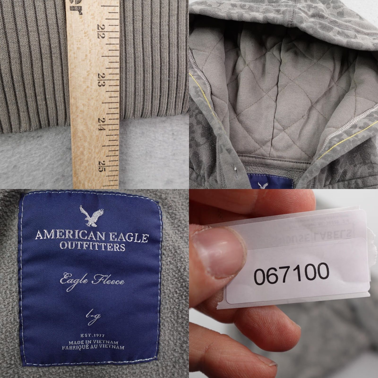 American Eagle Outfitters American Eagle Hoodie Womens Large Gray Floral Fleece Quilted Sweatshirt Zip Y2K Size L / US 10 / IT 46 - 8 Thumbnail