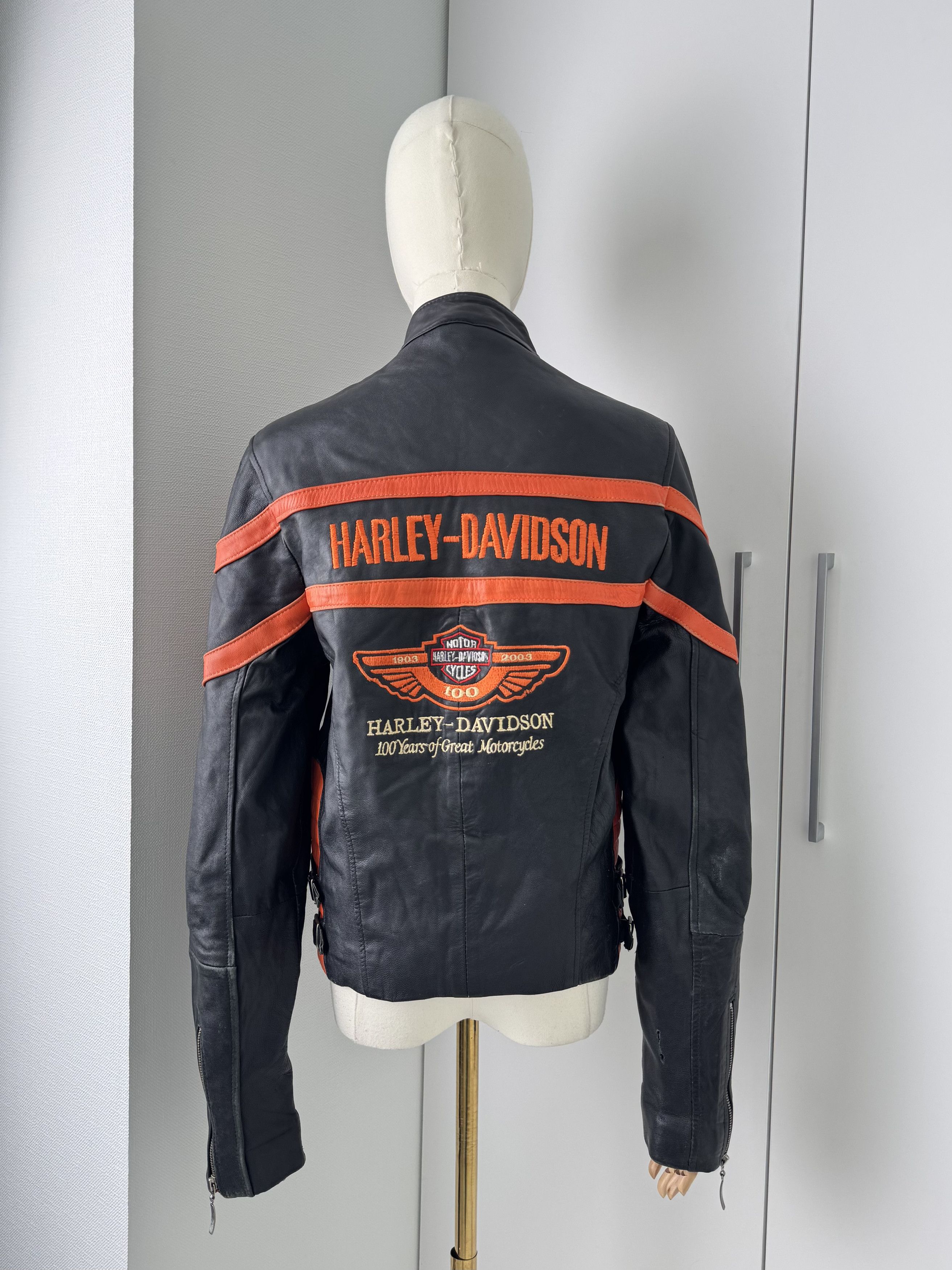 Vintage Y2K Leather Jacket Womens Orange Biker Zip Up Moto Style Size M / US 6-8 / IT 42-44 - 4 Thumbnail