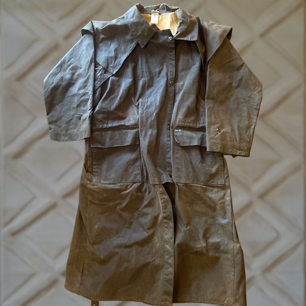 Vintage Outback Trading Company Bush Trader Waxed Oilskin Duster Jacket Coat Size M Brown Men M Waxed Jacket Size US M / EU 48-50 / 2 - 1 Thumbnail