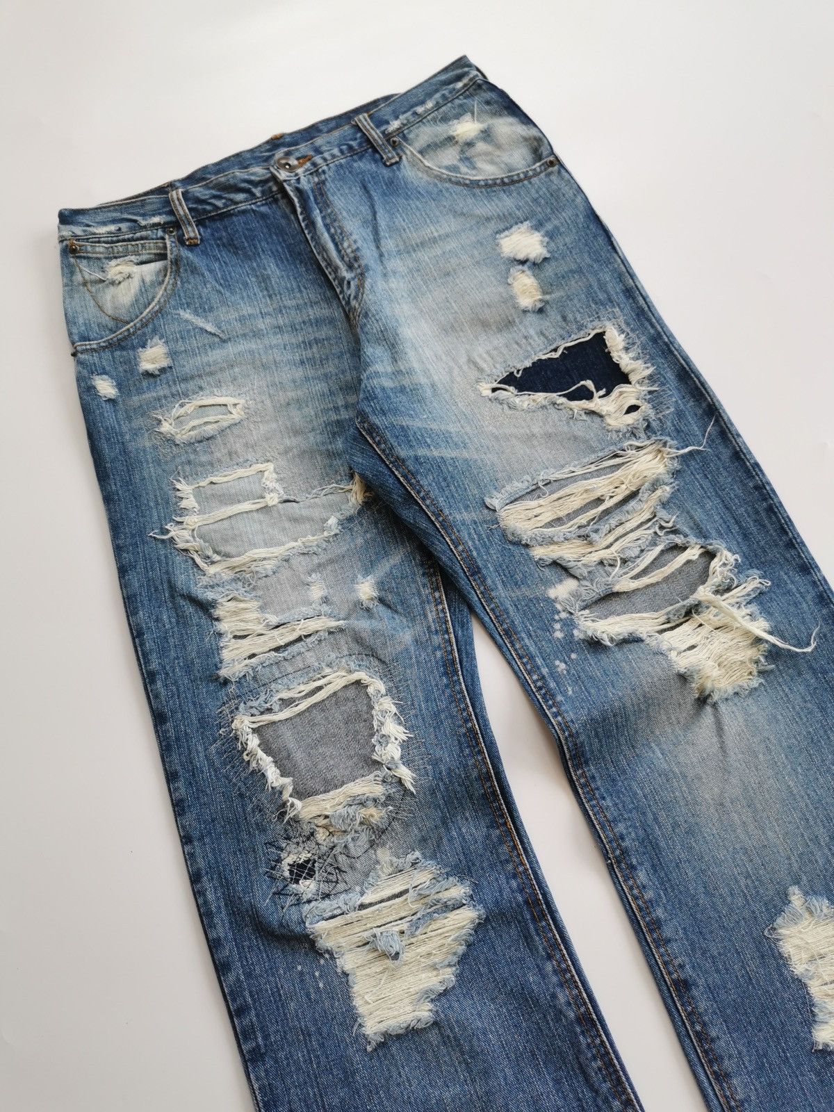 Kapital Edge G-Land Boro Patchwork Destroyed Denim Jeans Size US 30 / EU 46 - 1 Thumbnail