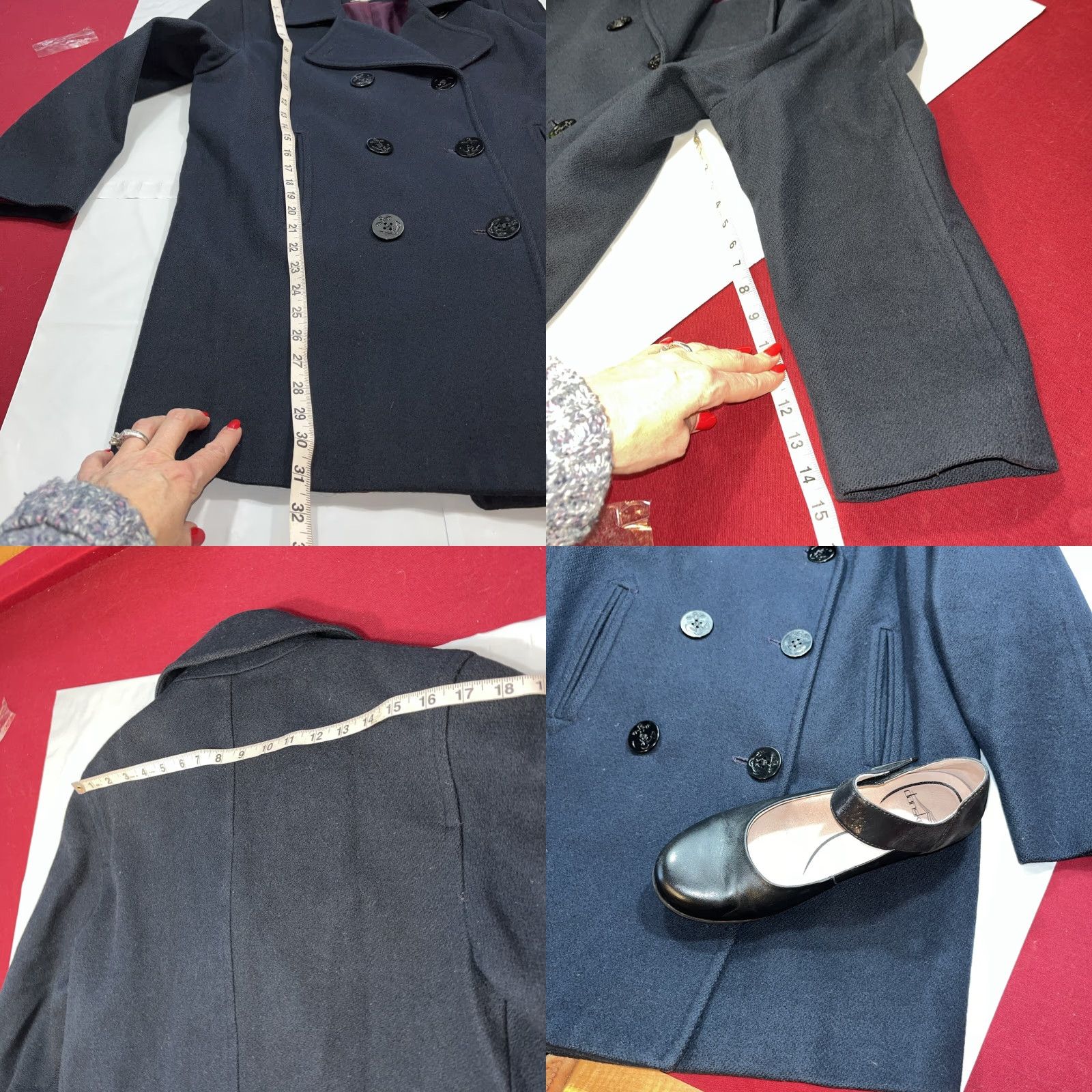 Doublet VINTAGE Mario de Pinto Wool Pea Coat Double Breasted Navy Blue Lined 1XL Women’s Winter 90s Business Womens Size XL / US 12-14 / IT 48-50 - 8 Thumbnail