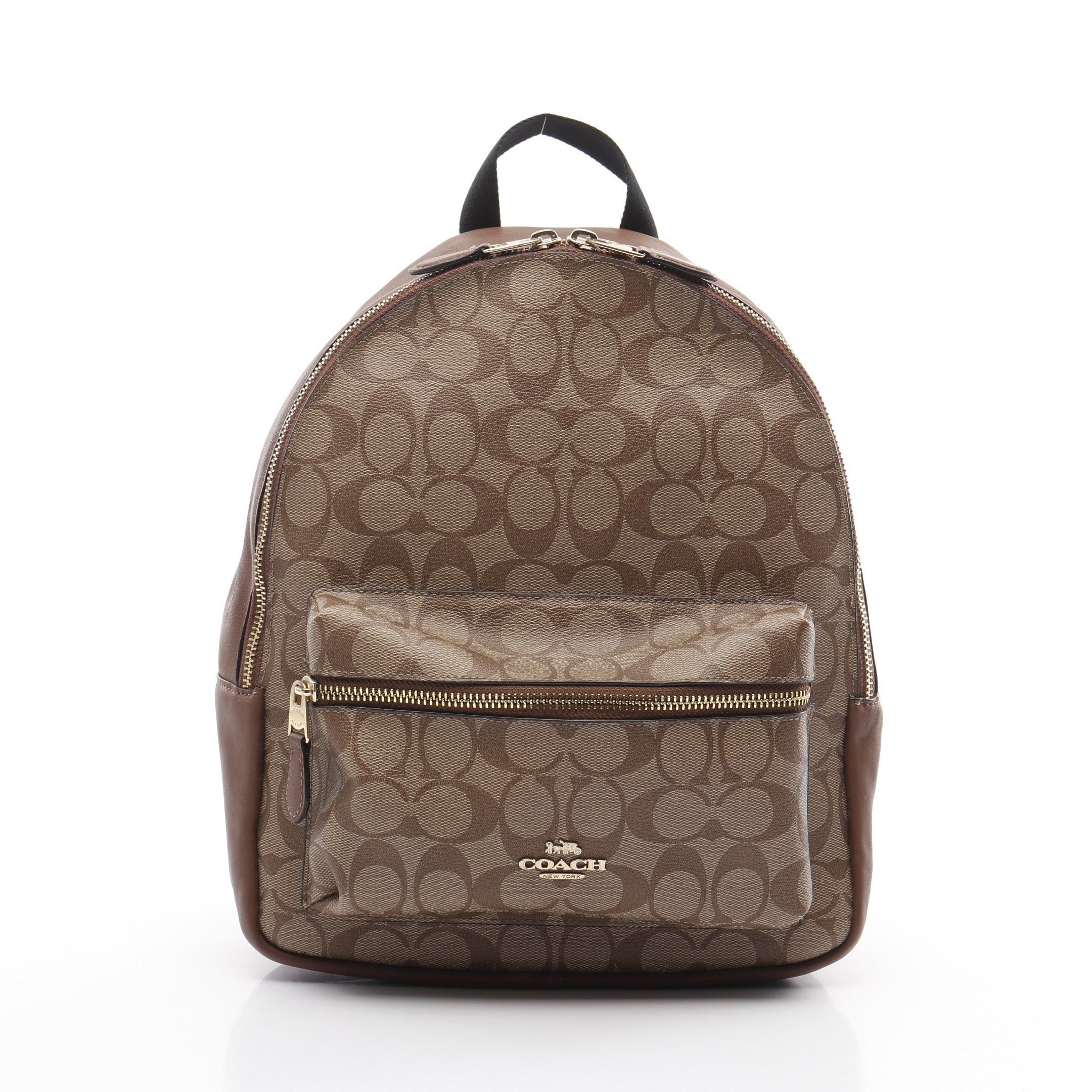 Coach Coach Charlie Medium Signature Backpack Rucksack Leather Beige Brown Size ONE SIZE - 1 Thumbnail