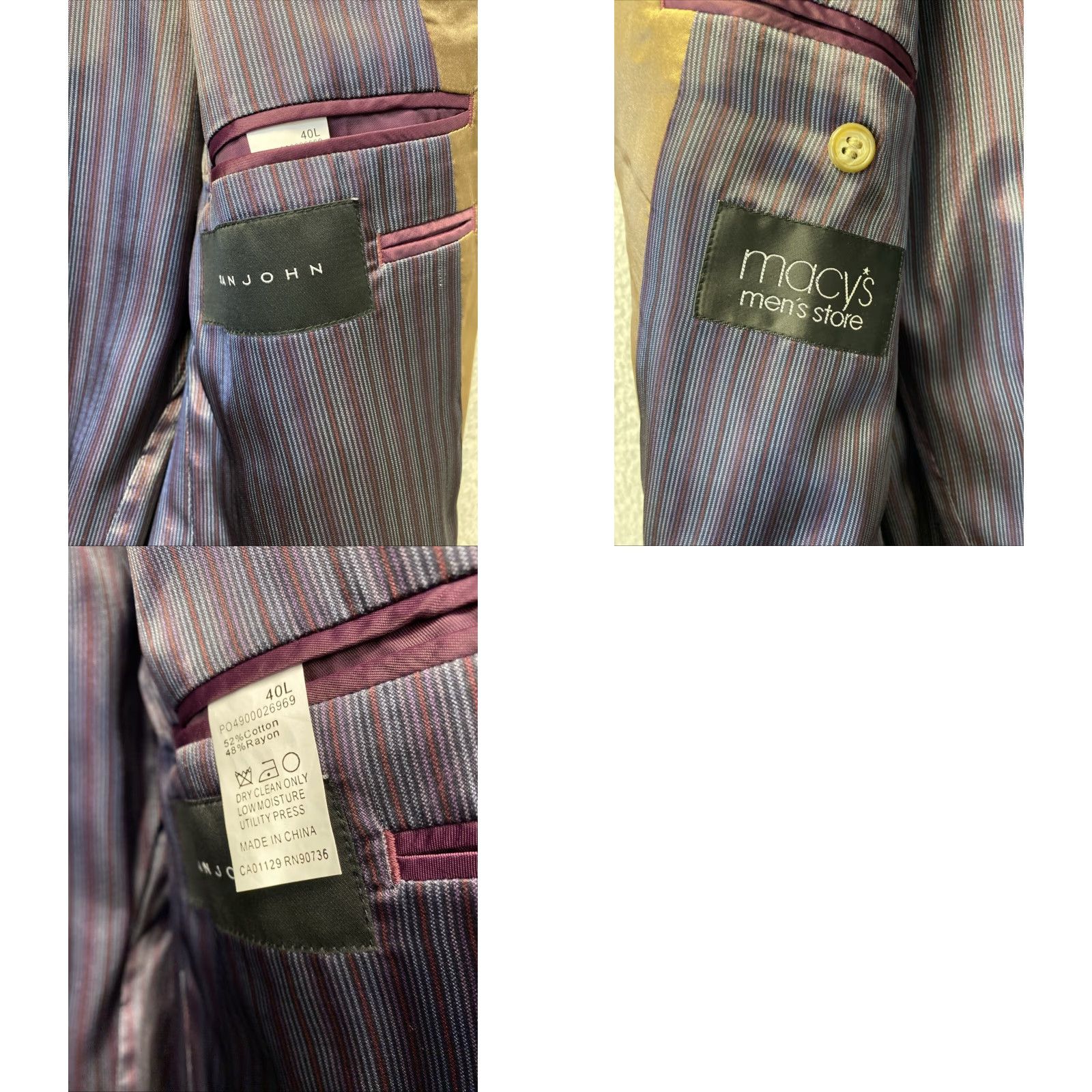 Sean John Sean John Mens Sport Coat 40L Gold Velvet Jacket Blazer /131-1 Size 40R - 8 Thumbnail