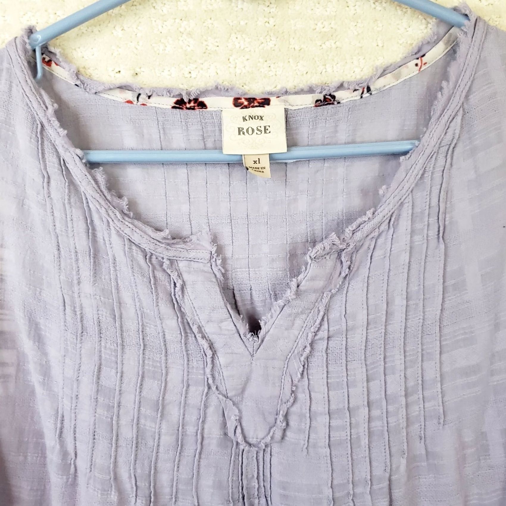 Vintage Knox Rose Embroidered V Neck Boho Ladies Purply Blue Shirt Womens 1X Size XL / US 12-14 / IT 48-50 - 3 Thumbnail