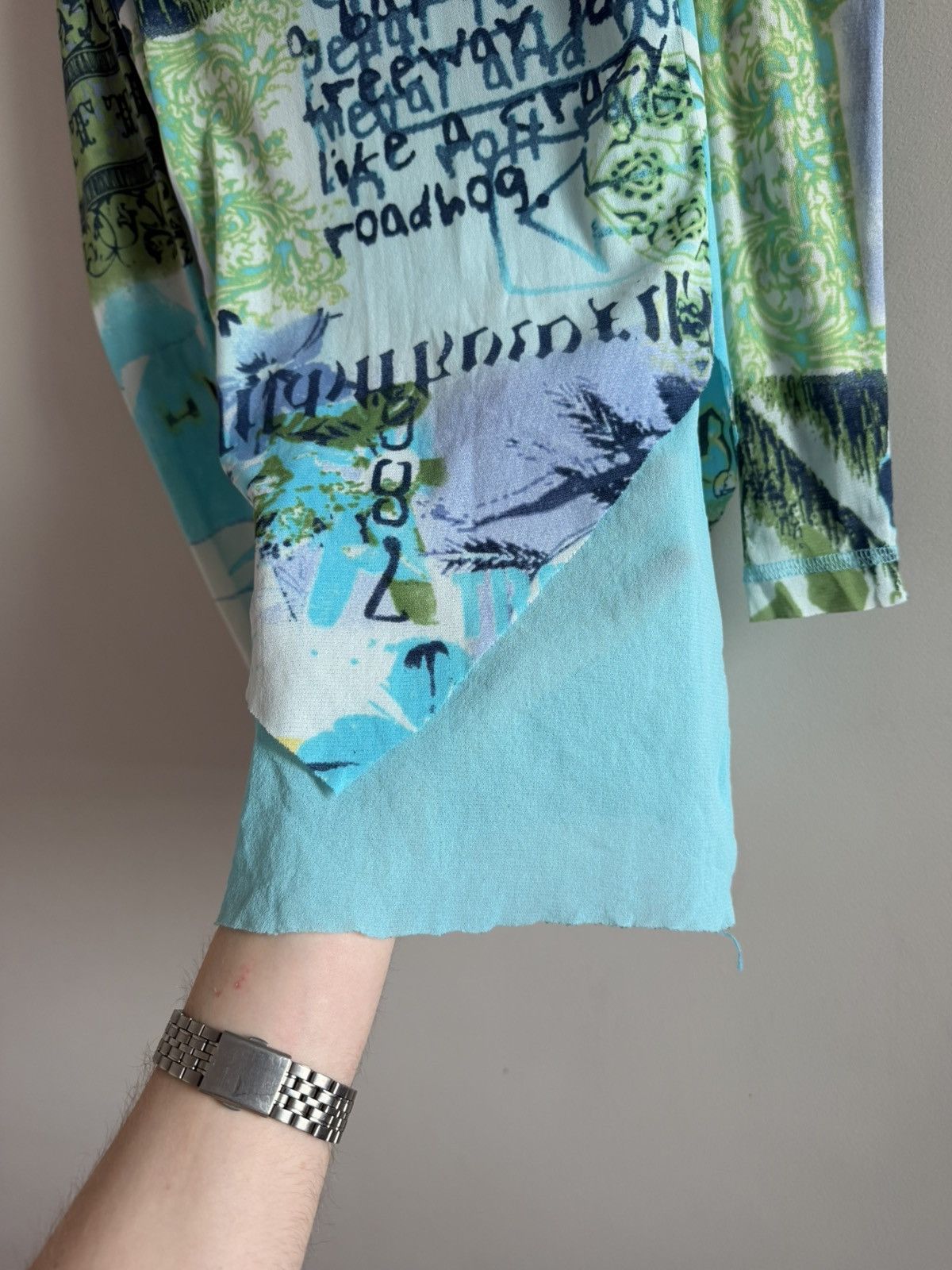 Vintage Y2K Mesh Layered Graphic Top Blue Asymmetric Size S / US 4 / IT 40 - 5 Thumbnail