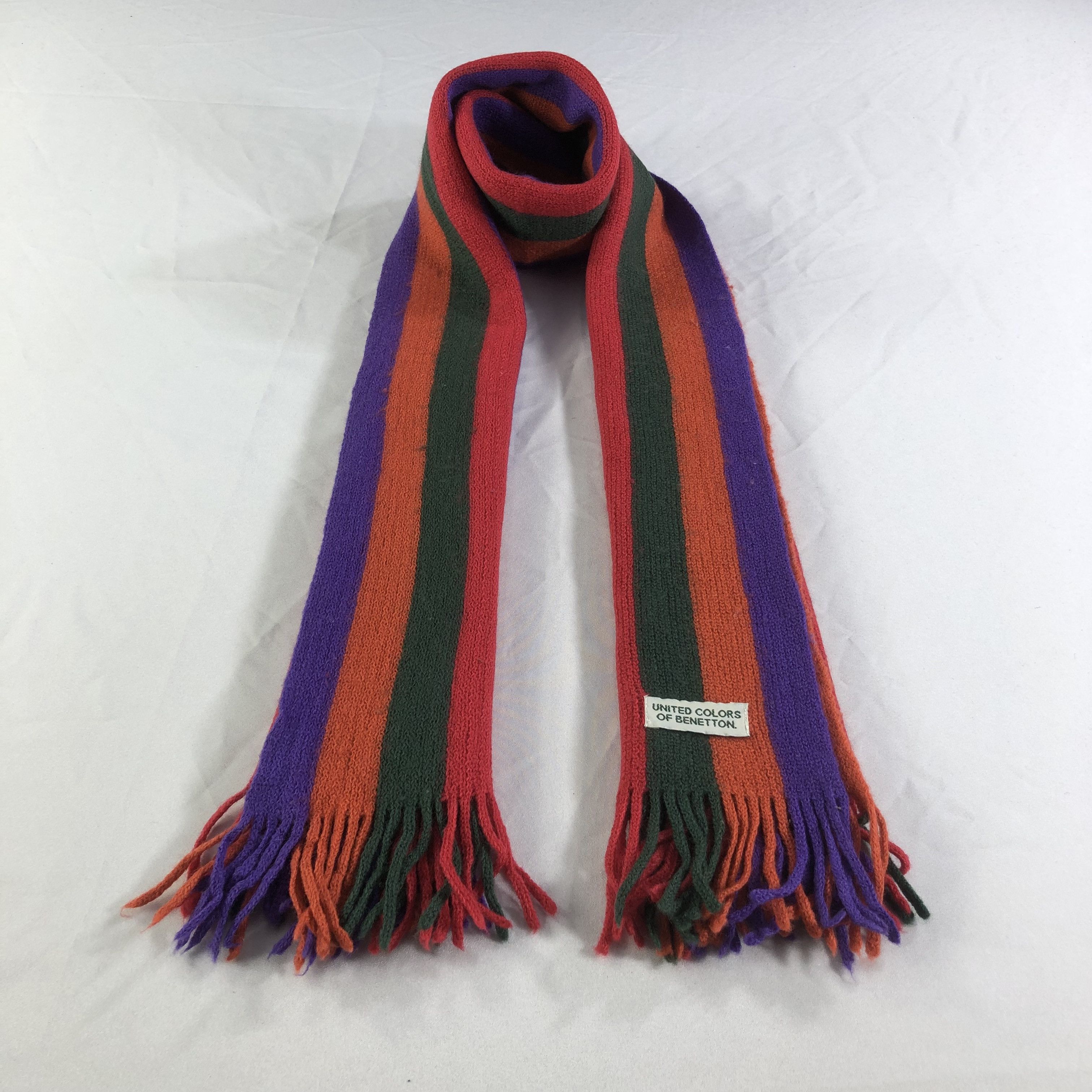 United Colors Of Benetton United Colors of Benetton Stripes Wool Scarf Muffler V1669 Size ONE SIZE - 1 Thumbnail