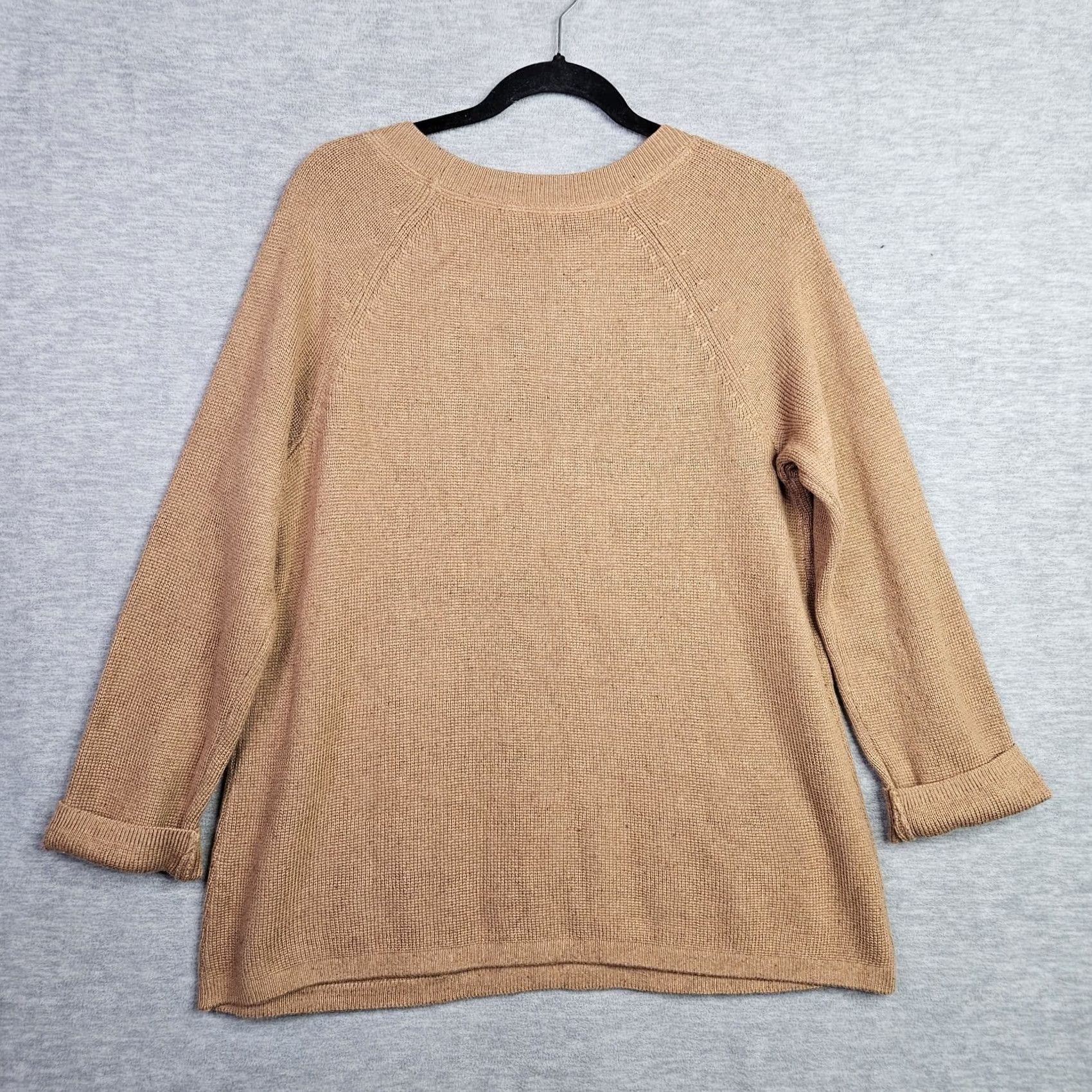 J. Jill J.JILL Women's Camel Round Neck Pockets Front Sweater Size PM New Cardigan Knit Beige Regular Petite Adults Women Men Size M / US 6-8 / IT 42-44 - 2 Thumbnail