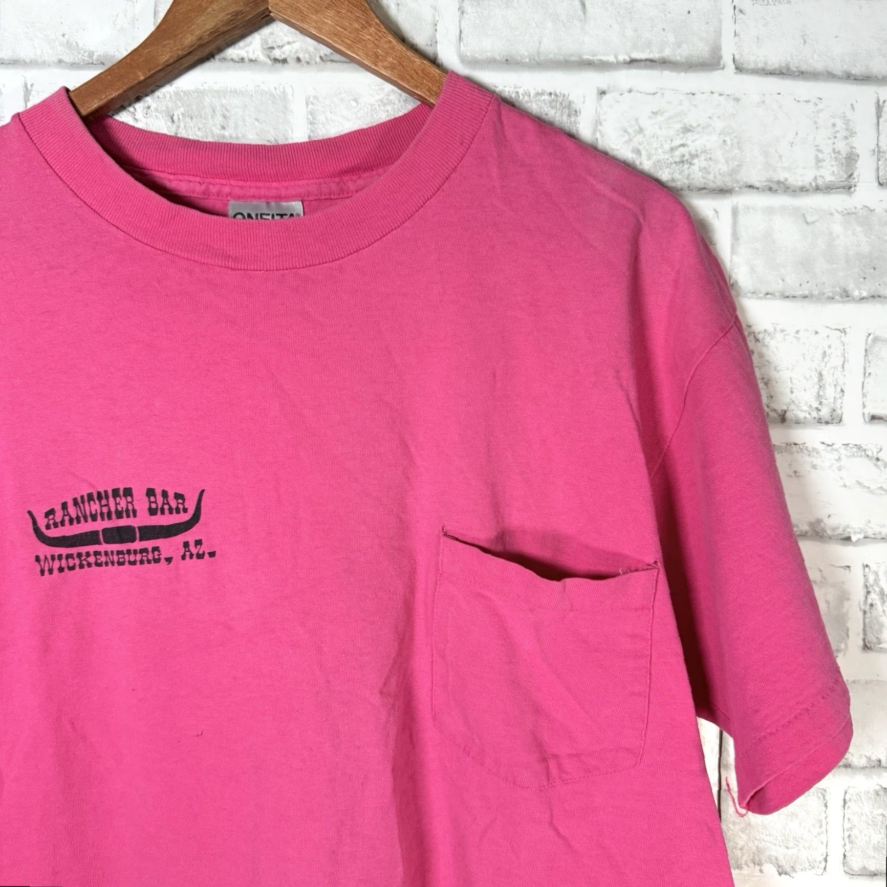 Vintage VINTAGE Oneita Pink Graphic Tee L USA Single Stitch Mens Size US L / EU 52-54 / 3 - 3 Thumbnail