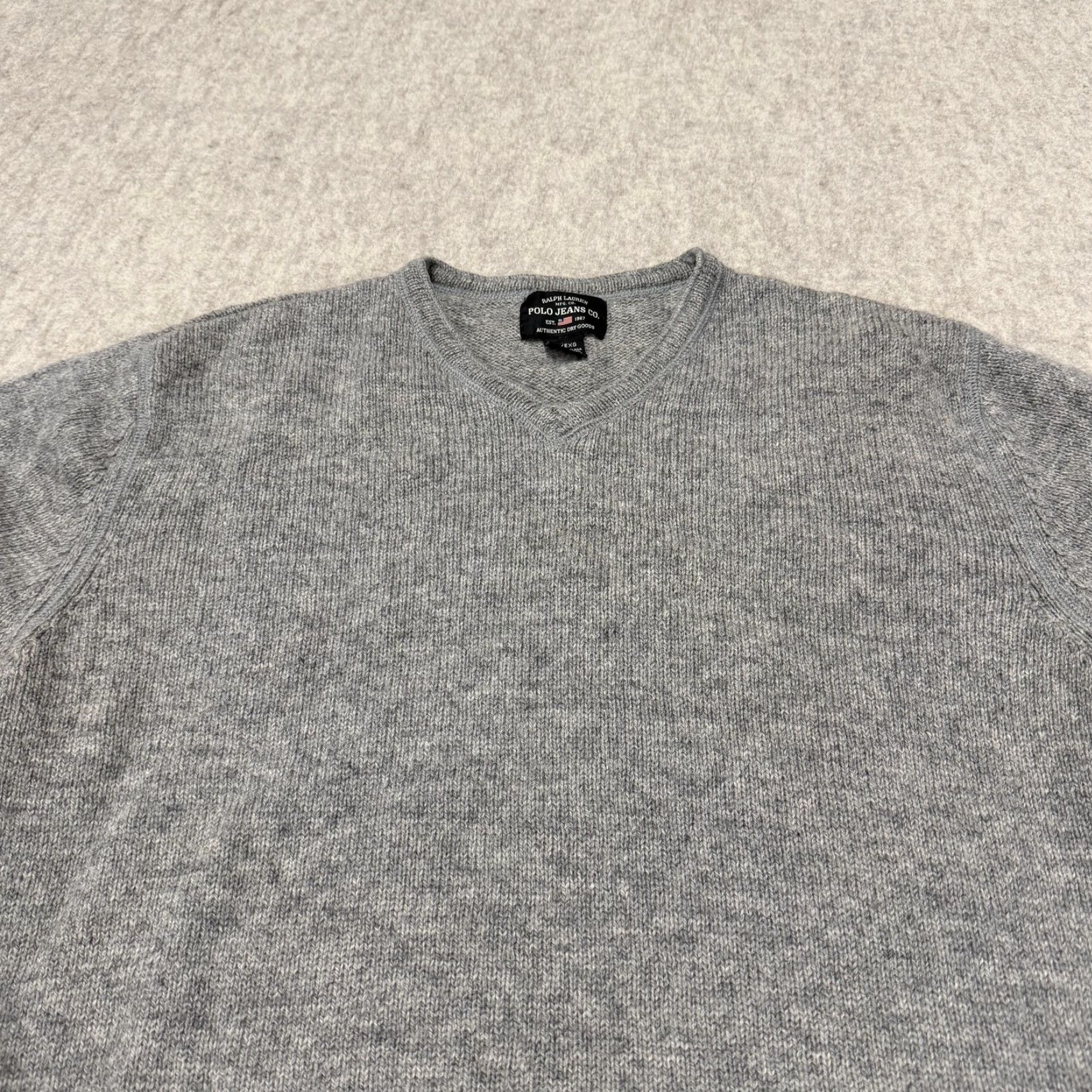 Polo Ralph Lauren Ralph Lauren Polo Jeans Sweater Mens XL Gray 100% Wool V-Neck Made In Japan Size US XL / EU 56 / 4 - 3 Thumbnail