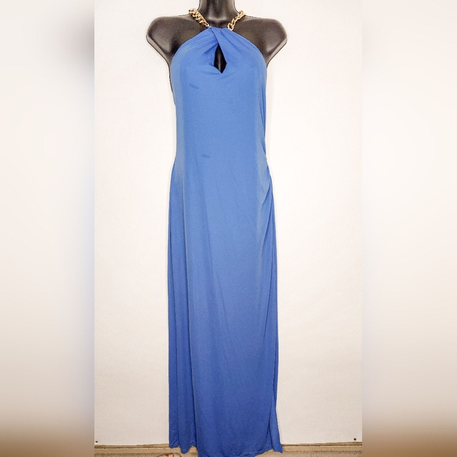 Ralph Lauren Lauren Ralph Lauren LRL Blue Gold Chain Halter Gown Size 10 Size L / US 10 / IT 46 - 4 Thumbnail