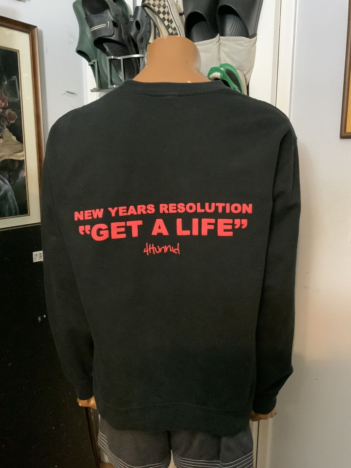4HUNNID YG 4 Hunnid New Years Resolution Get A Life Crew Sweatshirt Size US L / EU 52-54 / 3 - 9 Thumbnail