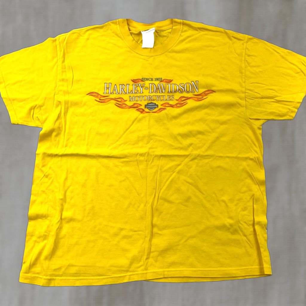 Harley Davidson VINTAGE Harley-Davidson Shirt Men XL Yellow 80s Biker Graphic Print Tee USA Size US XL / EU 56 / 4 - 1 Thumbnail