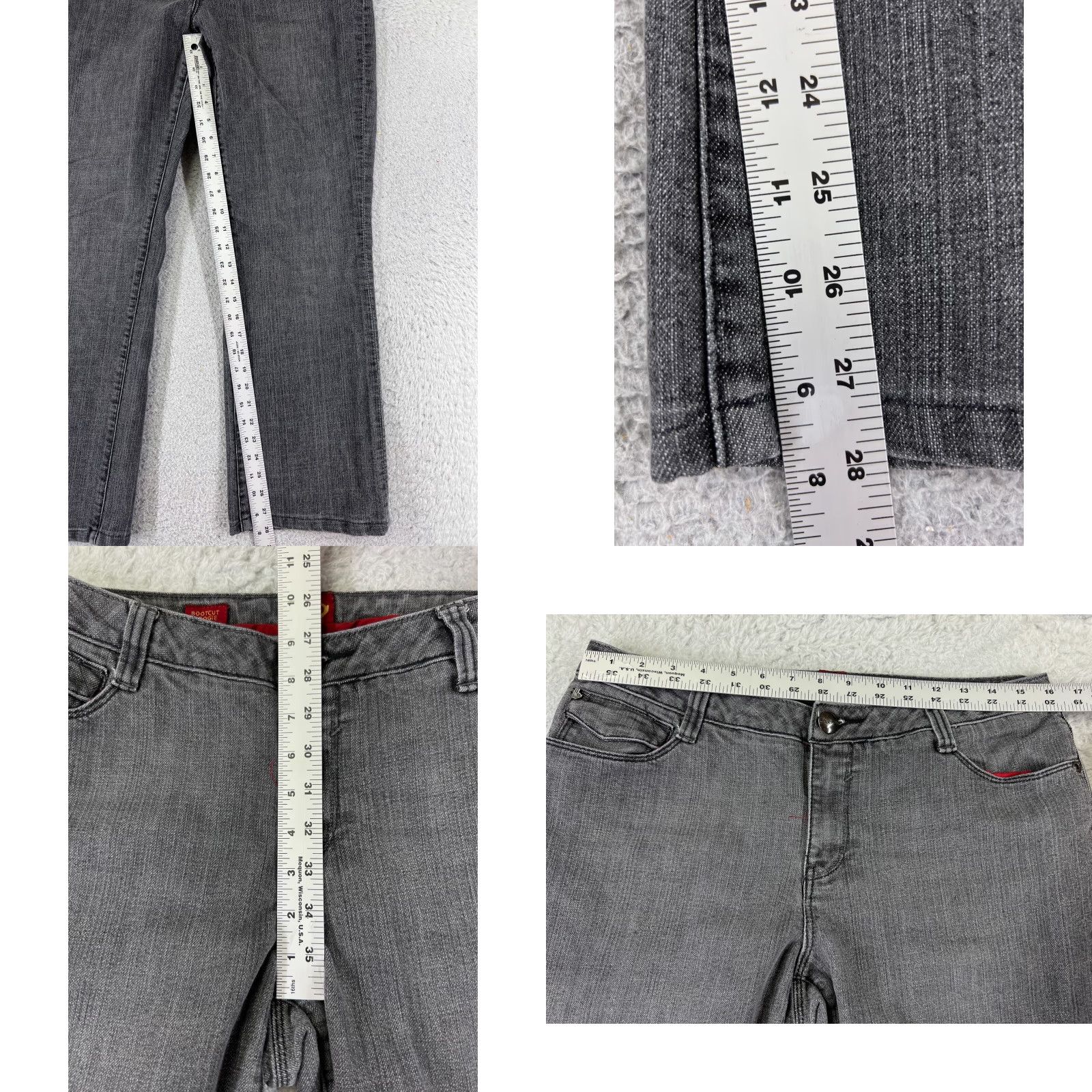 Vintage Sasson Womens Jeans Bootcut Cotton Blend 31x28 Gray Denim 2010s Fall Summer Spring Winter Regular Fit Size 32" / US 10 / IT 46 - 8 Thumbnail