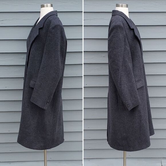 Designer × Vintage Vintage 80s Retro Preppy Acadamia Charcoal Gray Wool Trench Size US XL / EU 56 / 4 - 3 Thumbnail