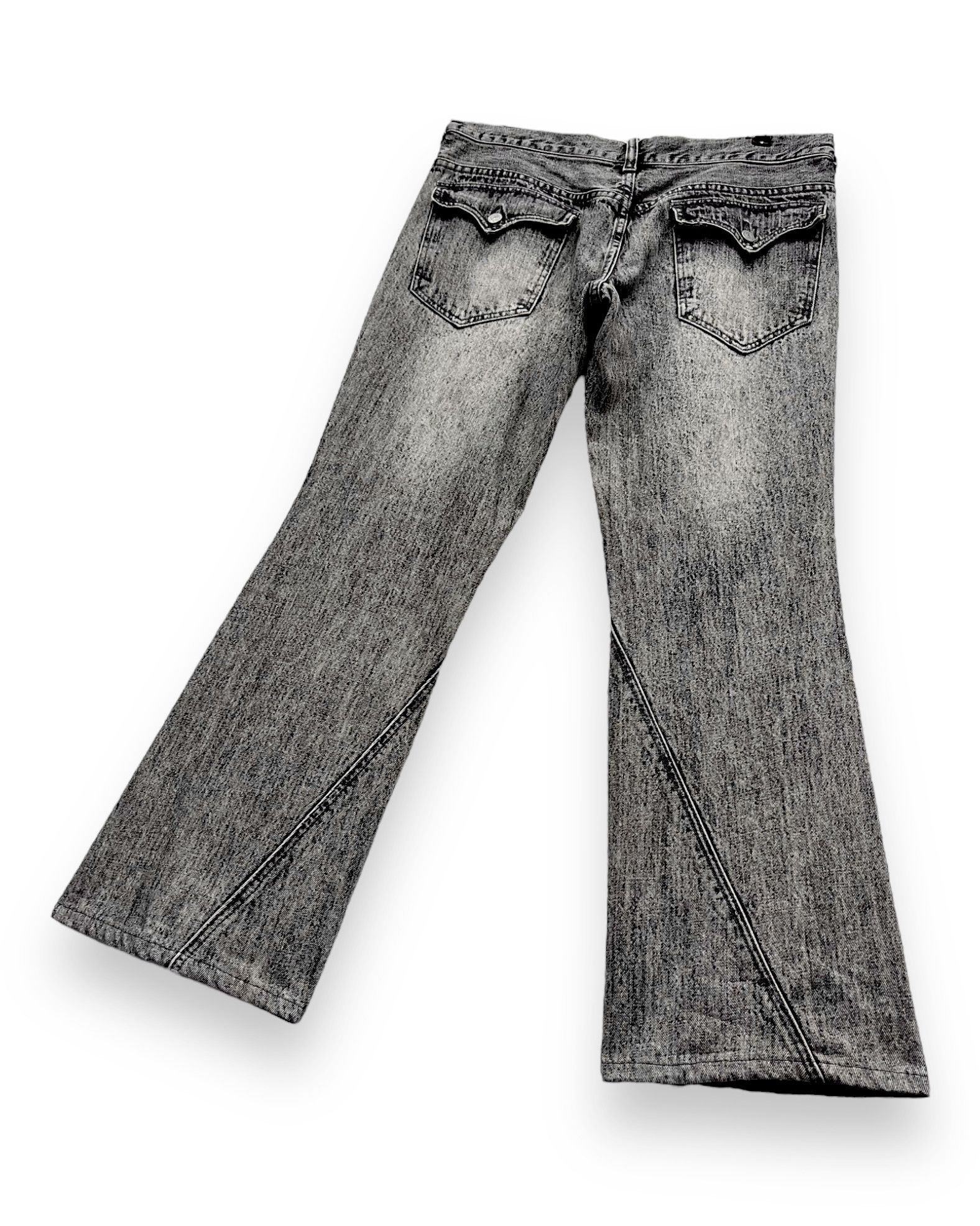 Japanese Brand 🔥FYE🔥Vintage DAILY NEWS Retro Punk Acid Wash Denim FLARED Size US 34 / EU 50 - 6 Thumbnail