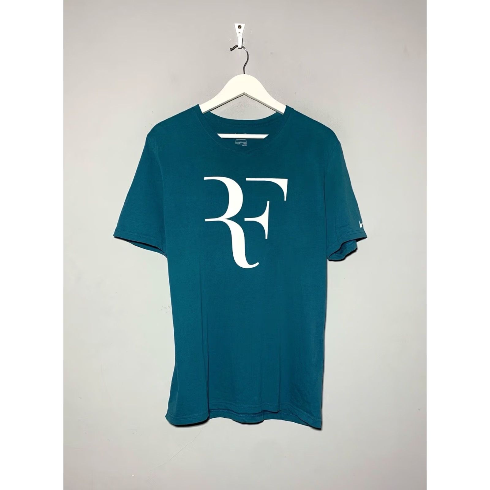 Nike Nike RF Men’s Tennis T-Shirt Big Logo Shirt Adult L Turquoise Cotton Breathable Nike RF 90s? Size US L / EU 52-54 / 3 - 2 Thumbnail