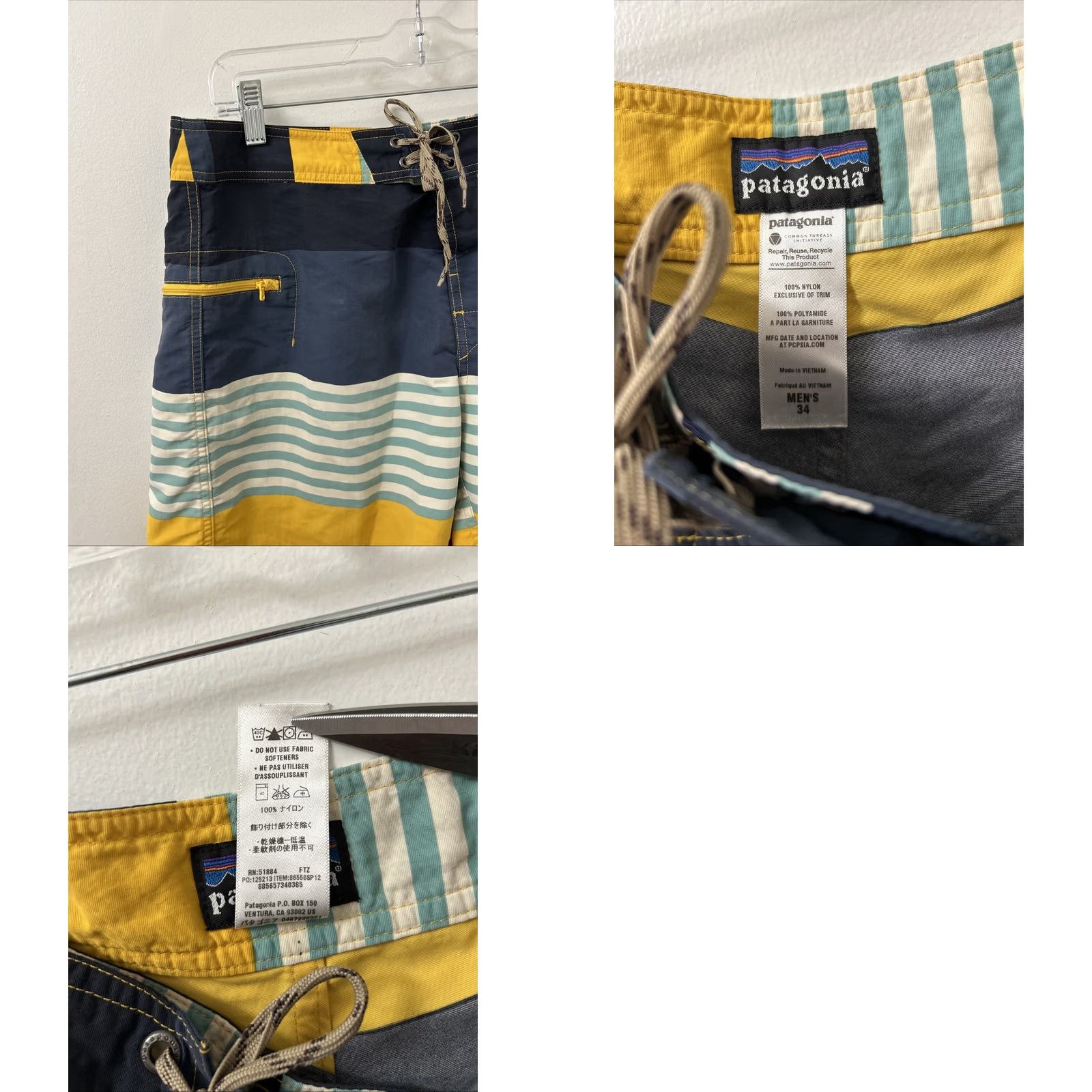 Patagonia Patagonia Wavefarer Board Shorts Mens Sz 34 Blue Striped Swimming Trunks 86556 Size US 34 / EU 50 - 8 Thumbnail