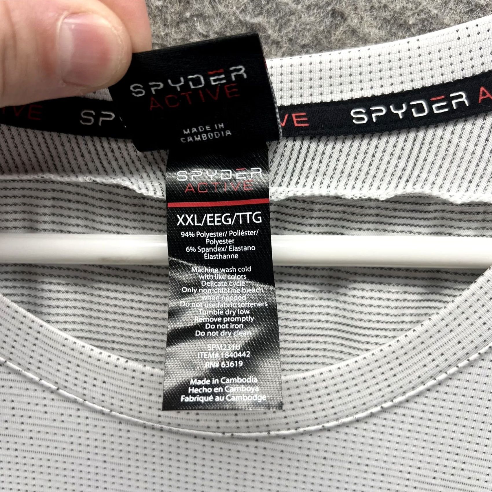 Spyder Spyder Shirt Mens 2XL Lightweight Athletic Performance Tee Grey Baseball Sport Workout Crew Neck Short Sleeve Geometric Spider Logo Size US XXL / EU 58 / 5 - 6 Thumbnail