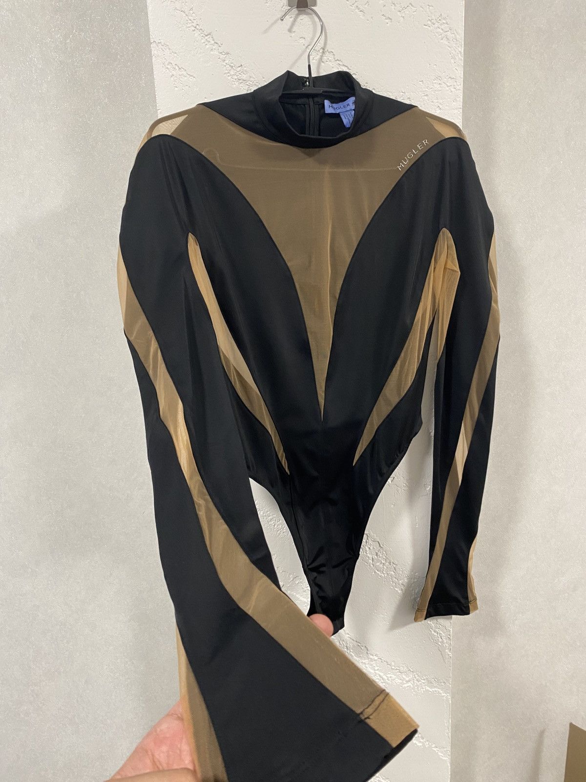 H&M × Mugler Mugler X H&M Rare Black & Beige Mesh Panel Bodysuit Size M / US 6-8 / IT 42-44 - 4 Thumbnail