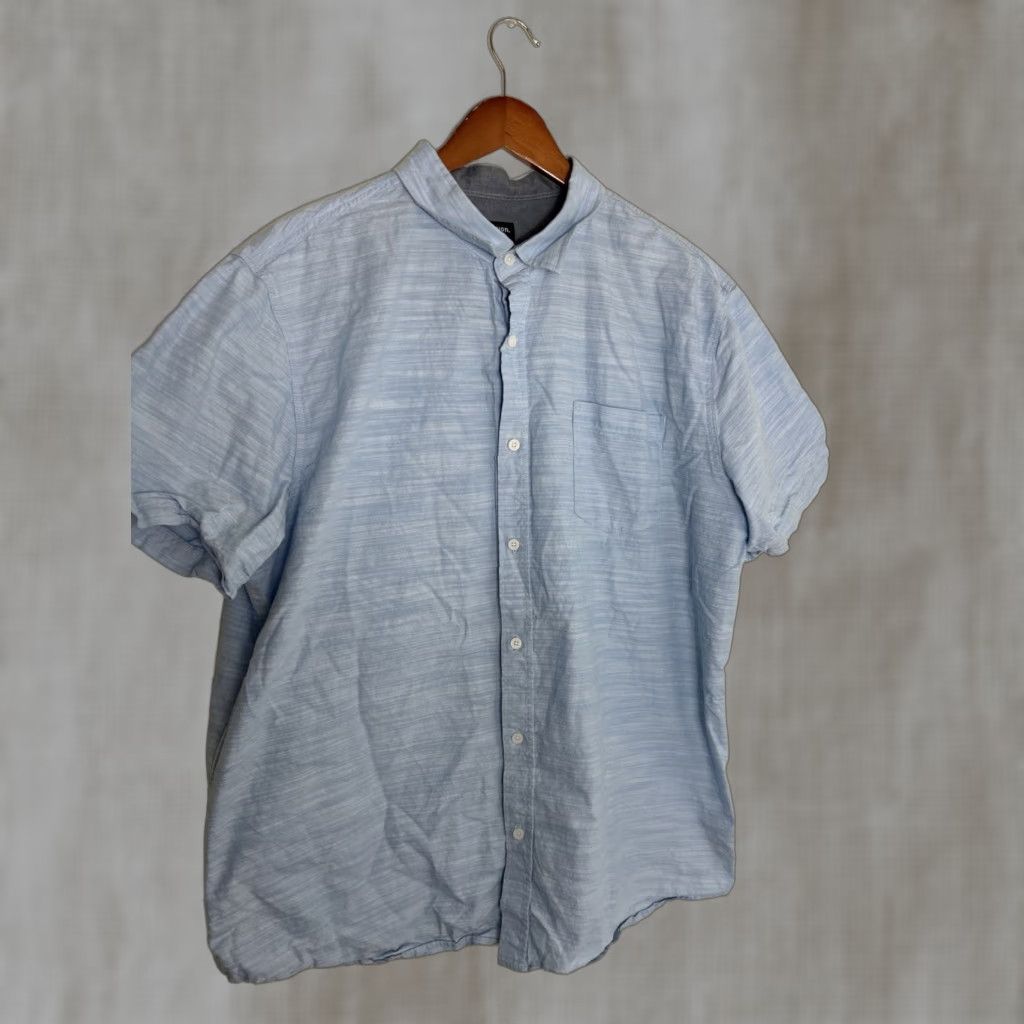 Union LA Union Short Sleeve Button-Up Shirt Mens XXL Light Blue Cotton Size US XXL / EU 58 / 5 - 1 Thumbnail
