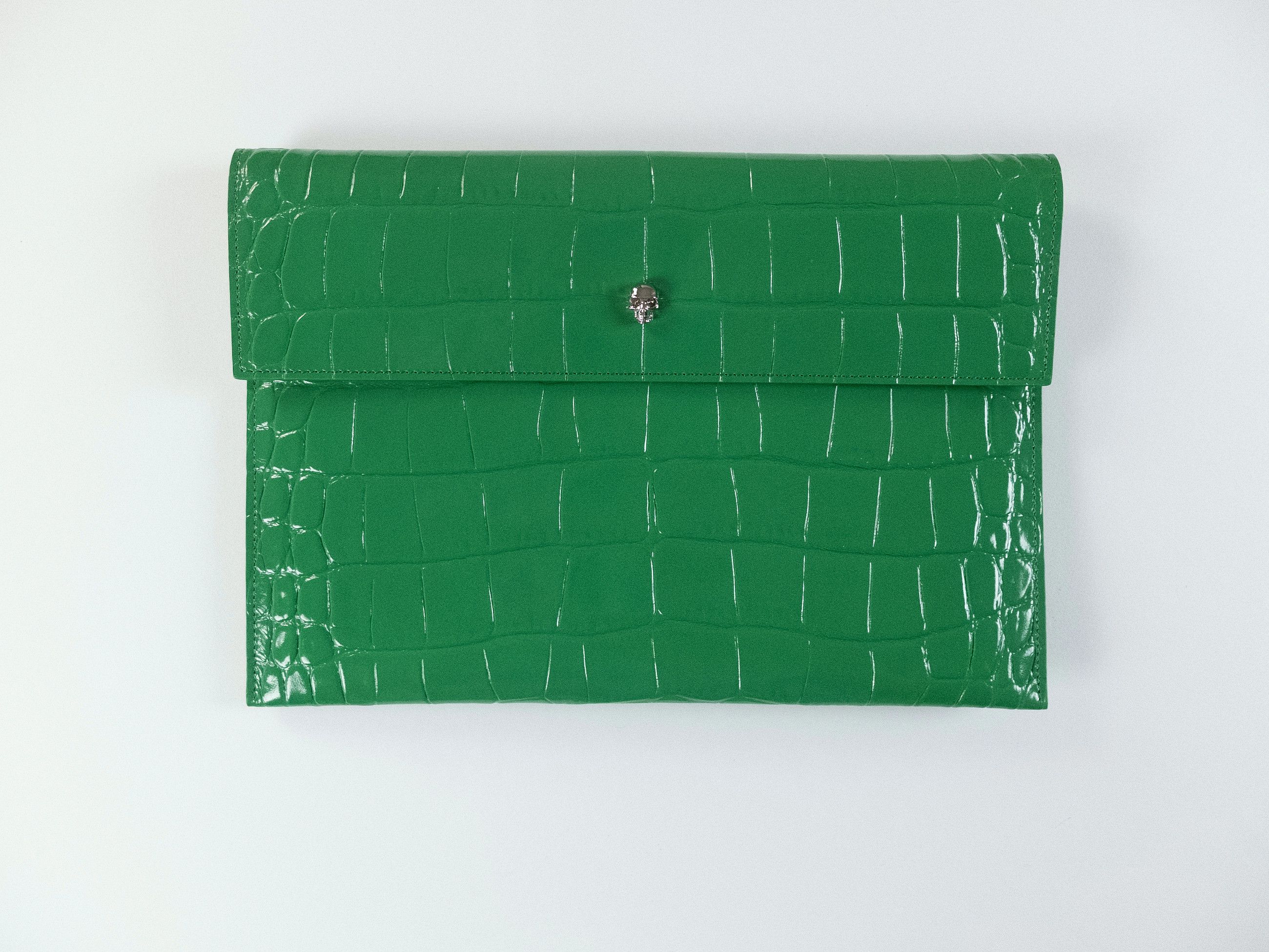 Alexander McQueen ALEXANDER MCQUEEN green croc effect leather clutch bag q Size ONE SIZE - 5 Thumbnail