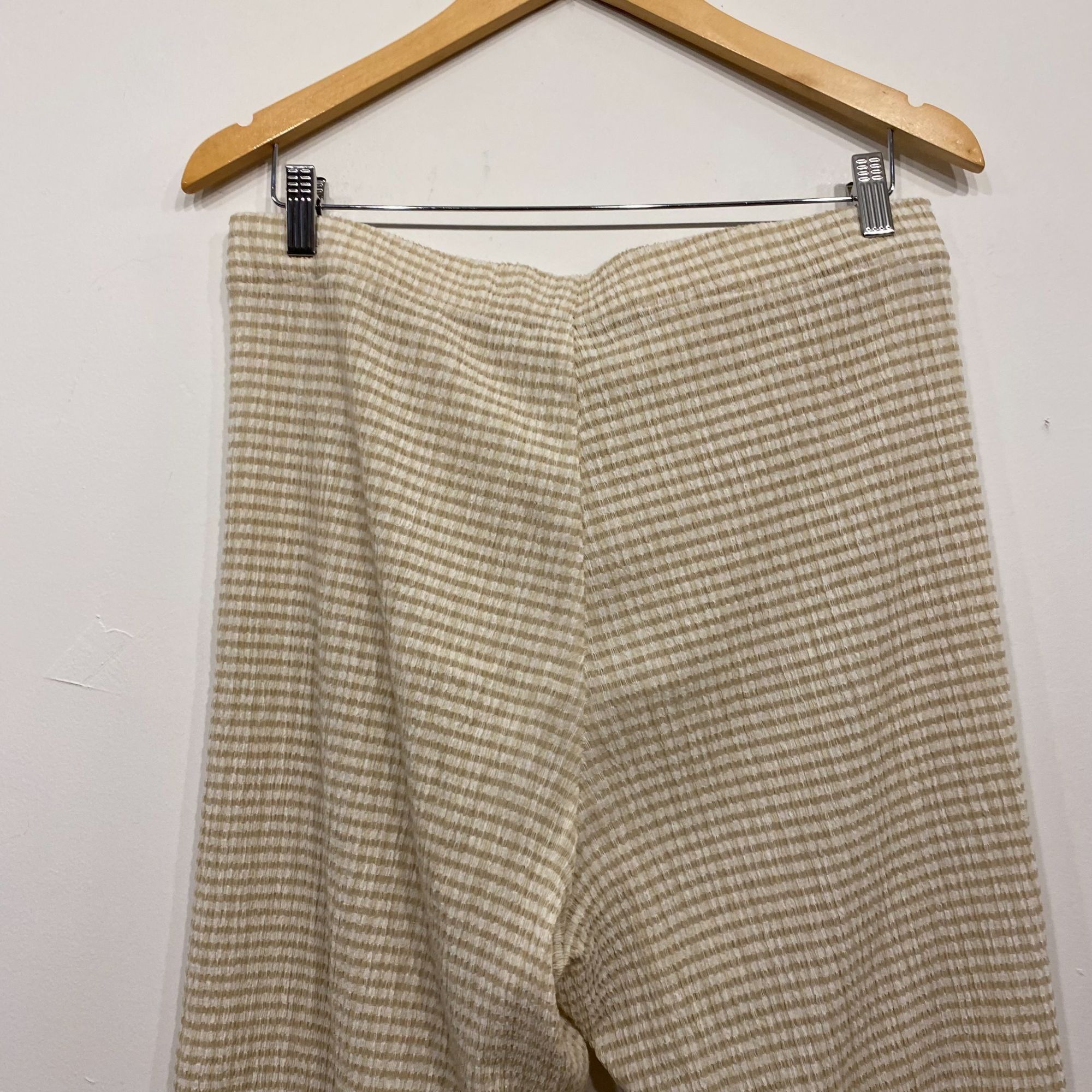 Aritzia Aritzia Wilfred Verona Seersucker Cream Checkered Wide Leg P Size 31" - 2 Thumbnail