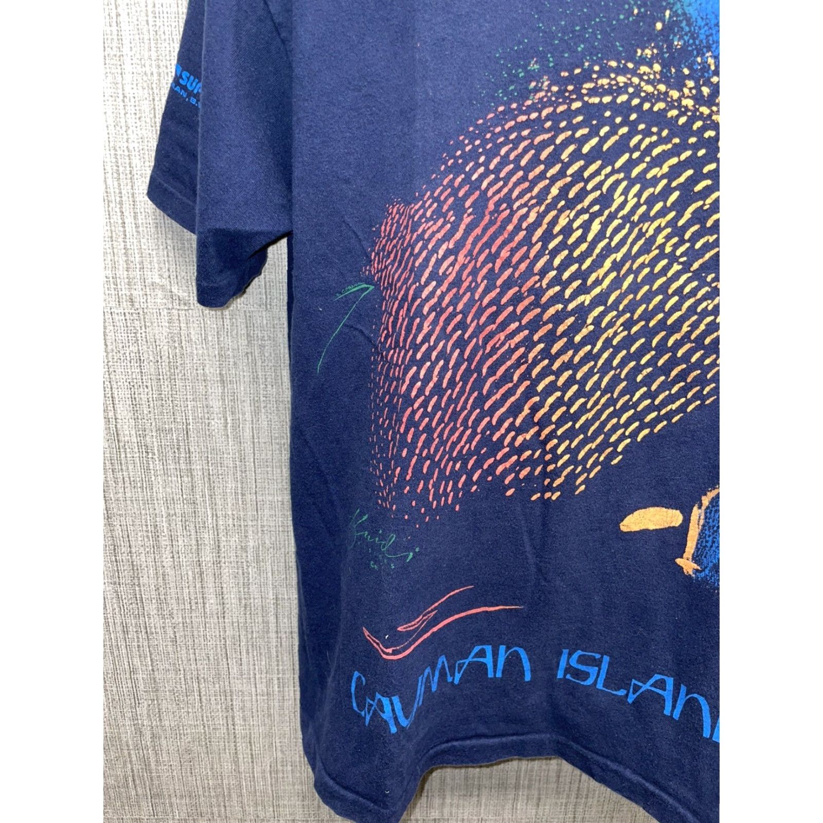 Hanes VINTAGE Hanes Beefy-T T-Shirt Men L Blue USA Cauman Islands Graphic Single Stitch Made In USA Stitch Mens L Size US L / EU 52-54 / 3 - 3 Thumbnail