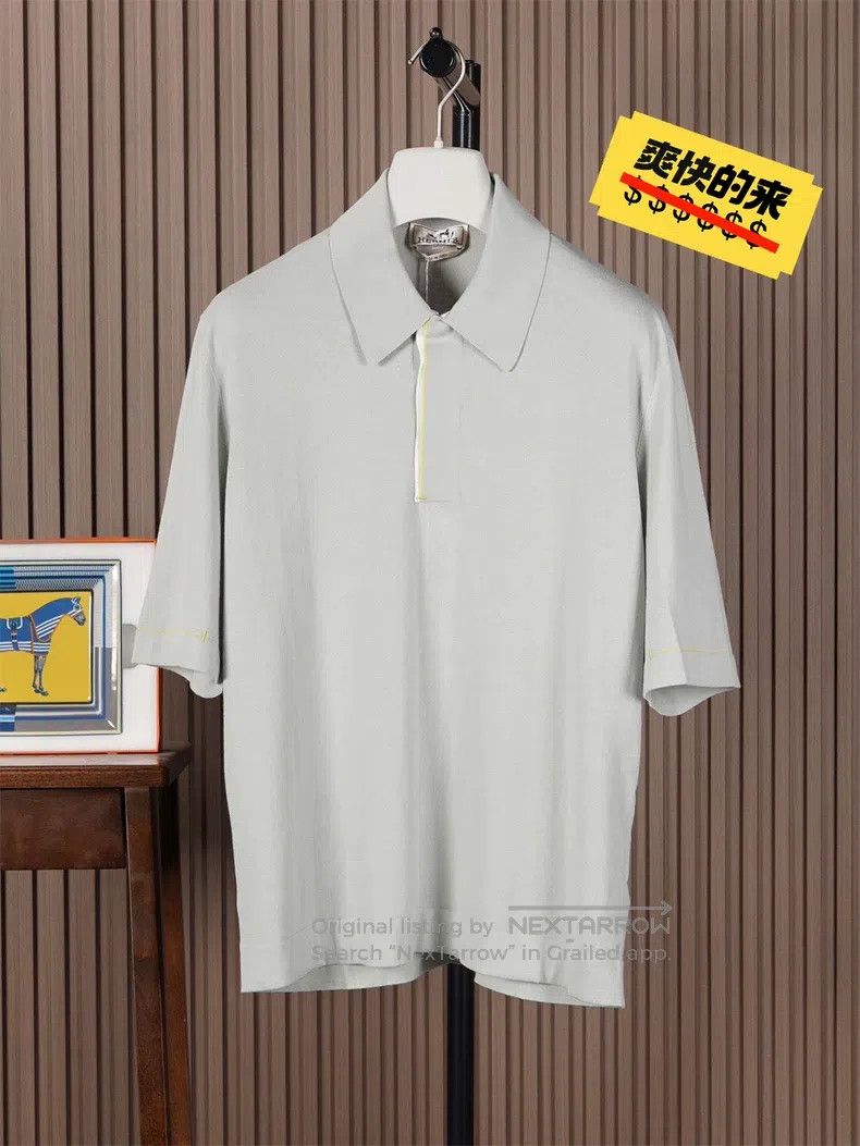Hermes Hermes Men's Knitted Short Sleeve Polo Shirt Size US L / EU 52-54 / 3 - 1 Thumbnail