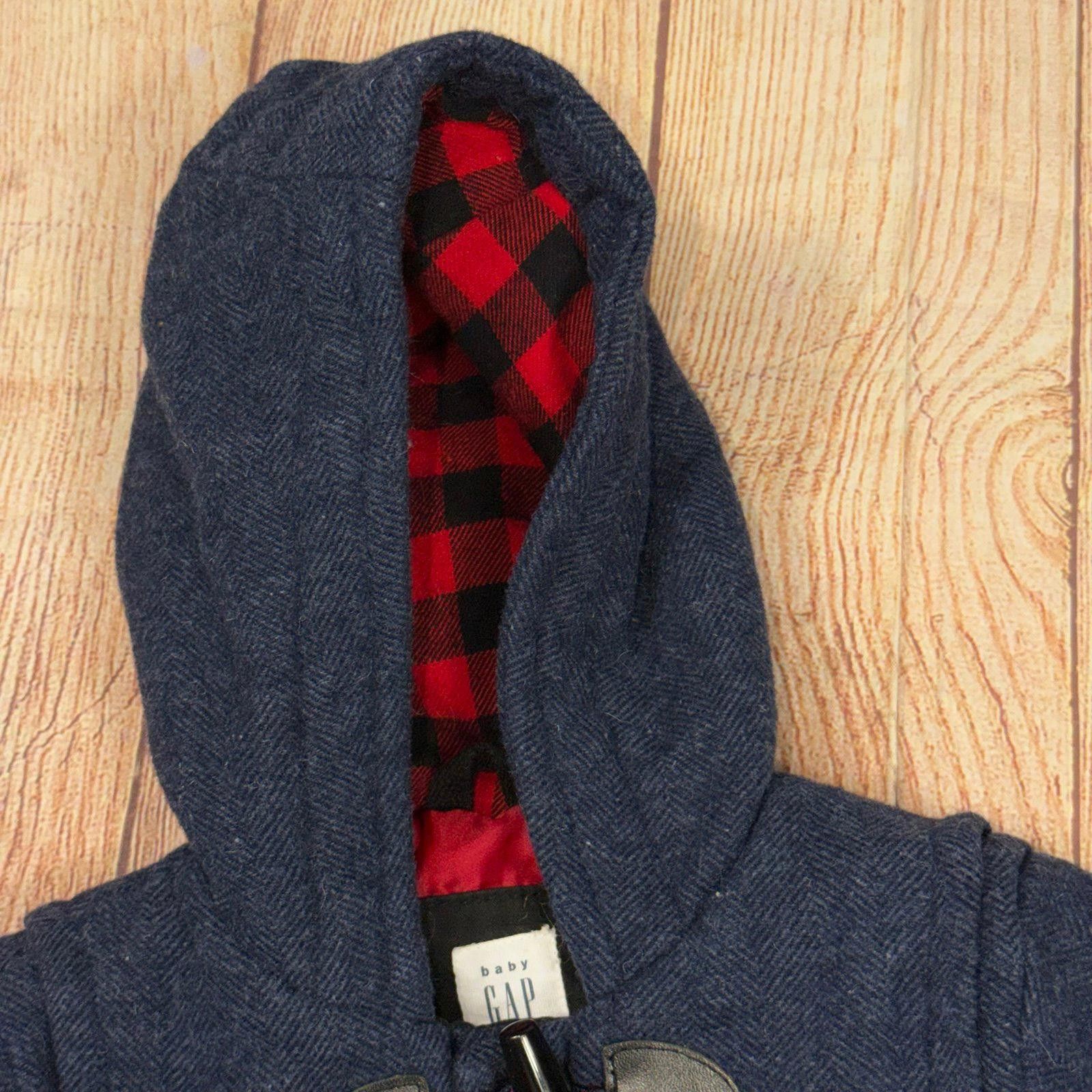 Gap Baby GAP 6-12 Month Blue Duffle Coat with Red Plaid Lining Size US XXS / EU 40 - 4 Thumbnail